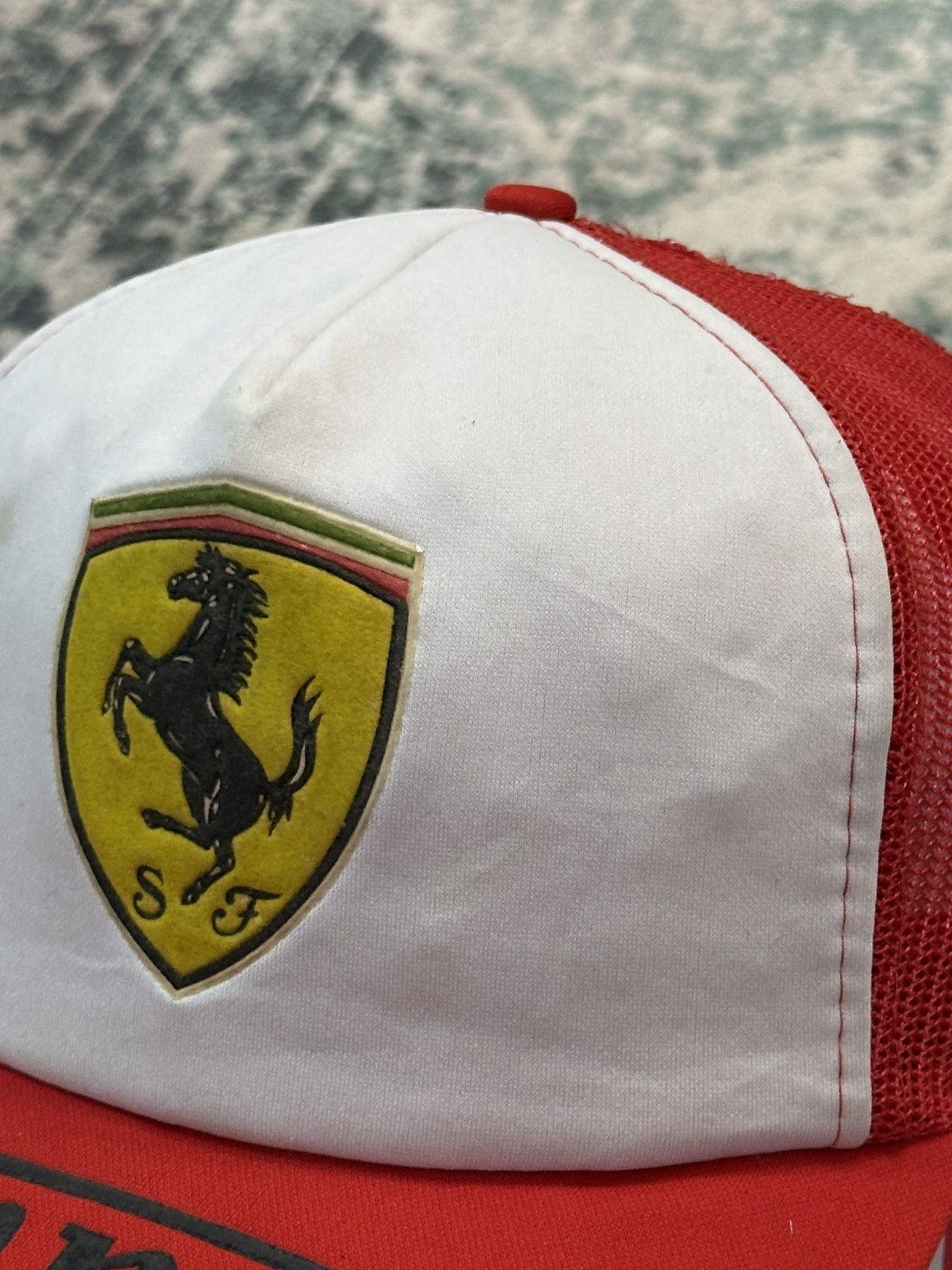 Ferrari Vintage 1990 Ferrari Logo Red Trucker Hats Size ONE SIZE - 4 Thumbnail