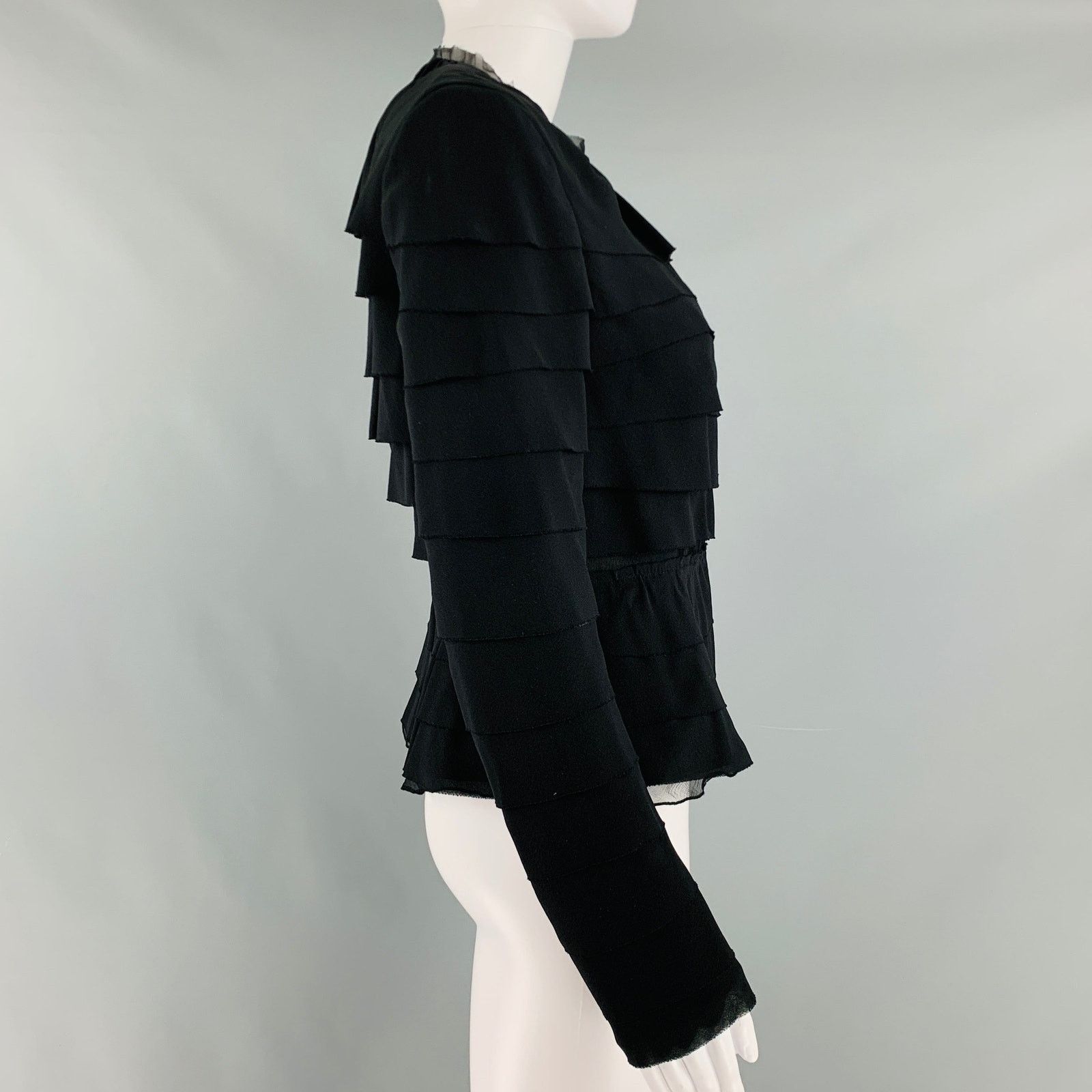 Nina Ricci NINA RICCI Size 6 Black Silk Layered Blazer Size M / US 6-8 / IT 42-44 - 3 Thumbnail
