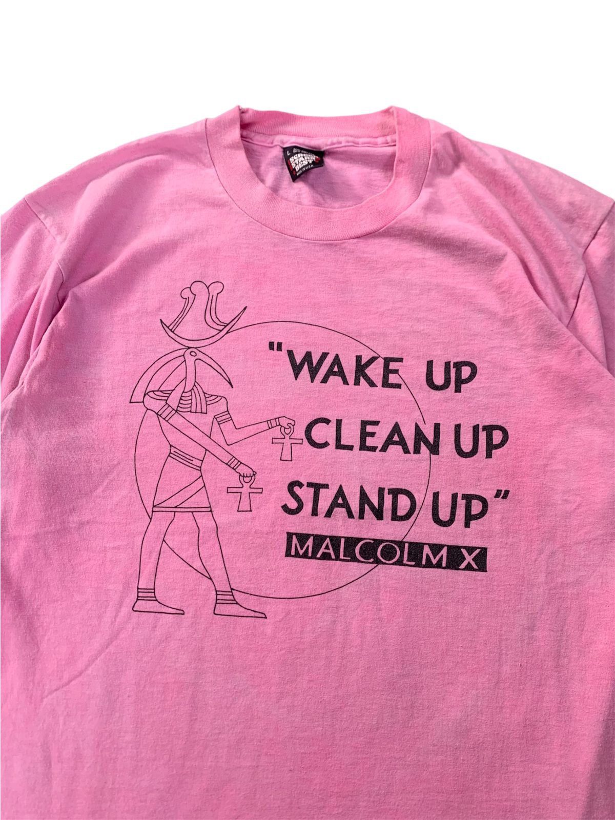 Vintage 1980s Rare Malcolm X “Wake Up, Clean Up, Stand Up” Tee Size US L / EU 52-54 / 3 - 2 Thumbnail