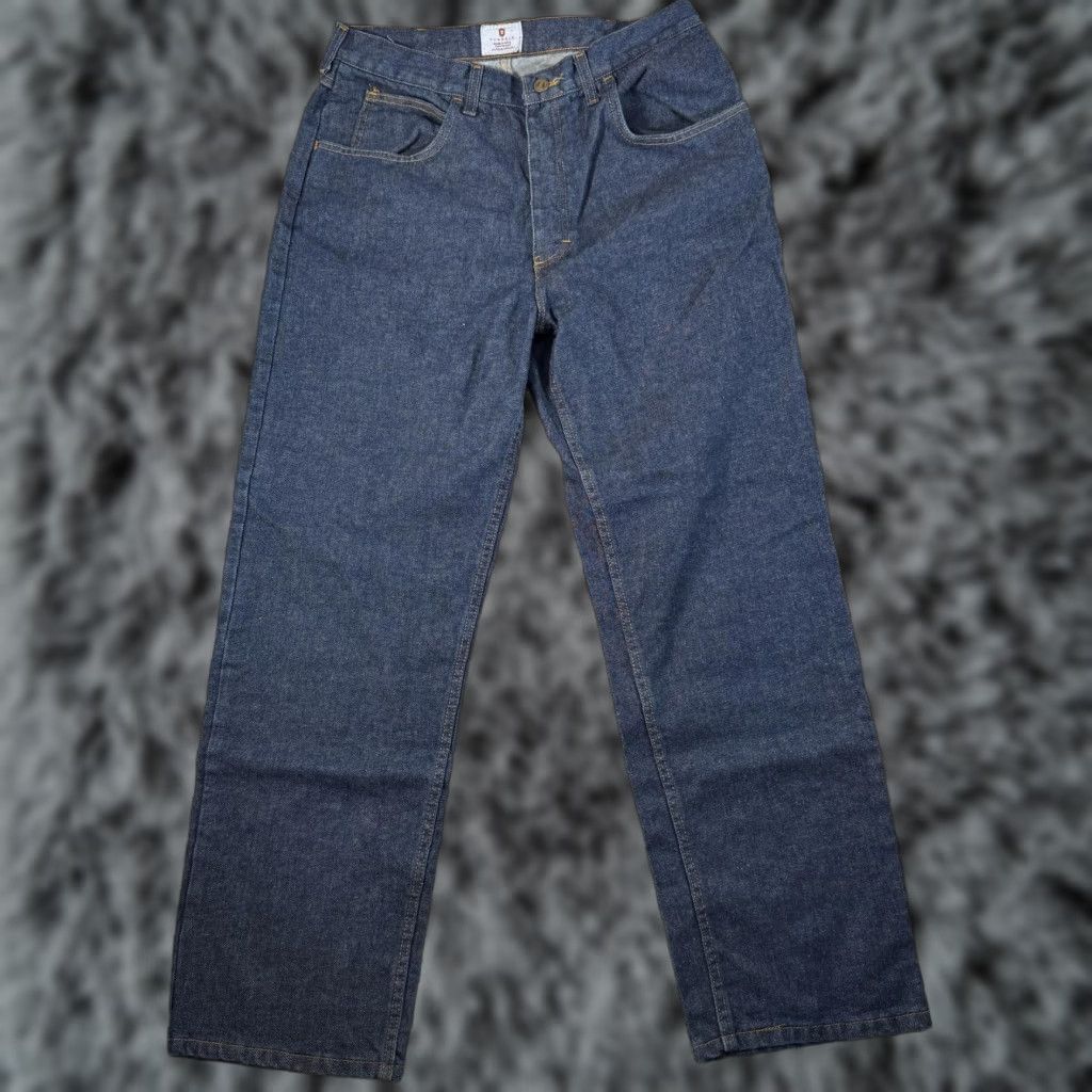Vintage Tyndale Jeans Men 32x30 FR Flame-Resistant Blue Denim Indura I230T USA Zip Pockets 5-Pocket Mens Straight Jeans Size US 34 / EU 50 - 1 Thumbnail