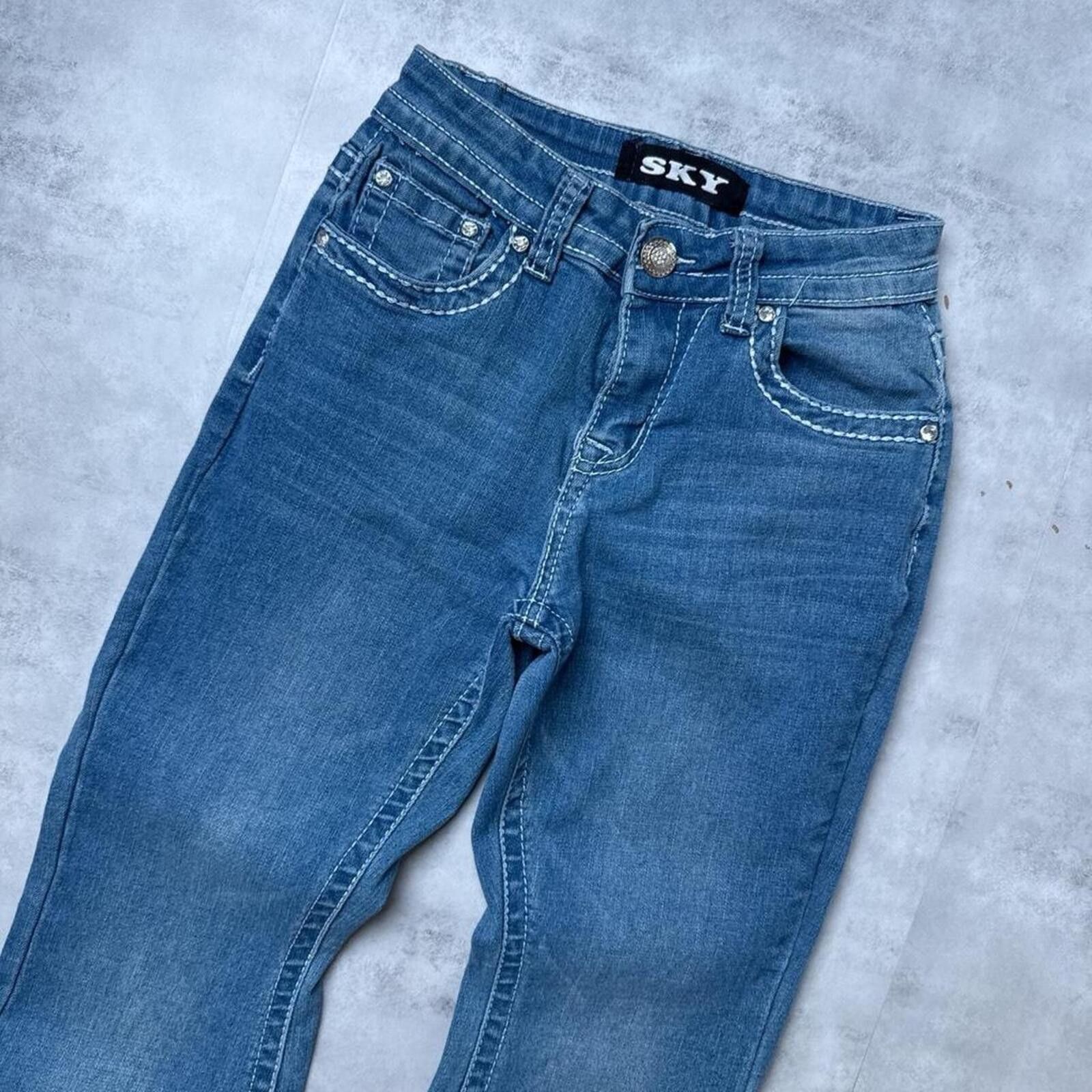 Other Y2K Sky Flared Denim 00s Baggy Jeans Size 26" / US 2 / IT 38 - 4 Thumbnail