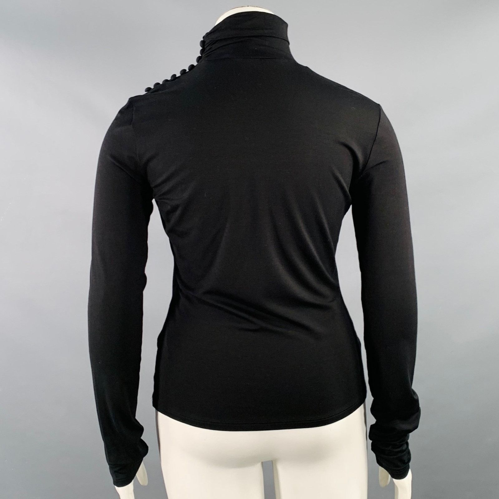 Max Mara MAX MARA Size L Black Viscose Blend Mock Neck Pullover Size L / US 10 / IT 46 - 4 Thumbnail