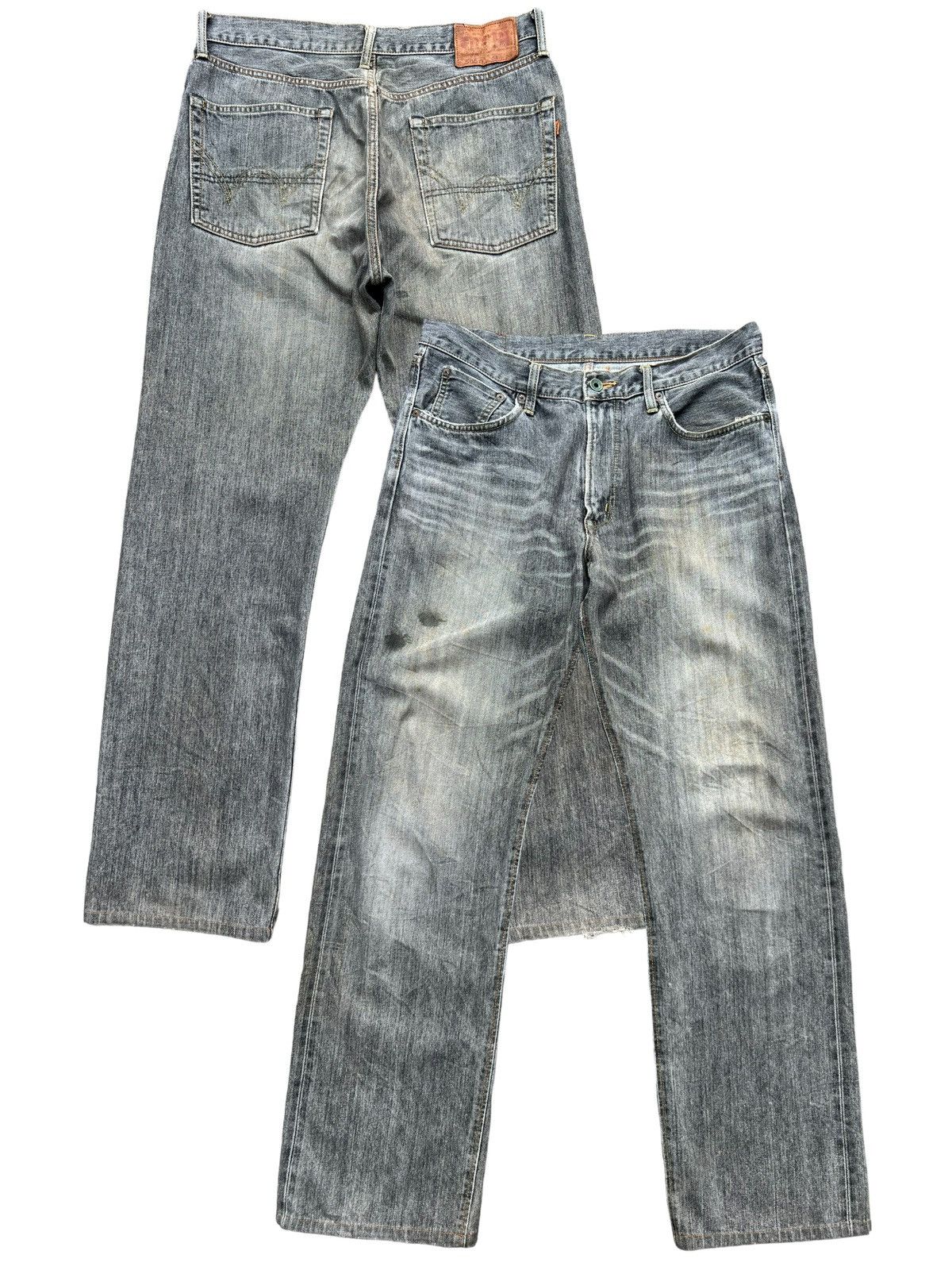 image of Vintage Edwin 505Zx Selvedge Distressed Denim Jeans 36X31 in Black Charcoal Grey, Men's