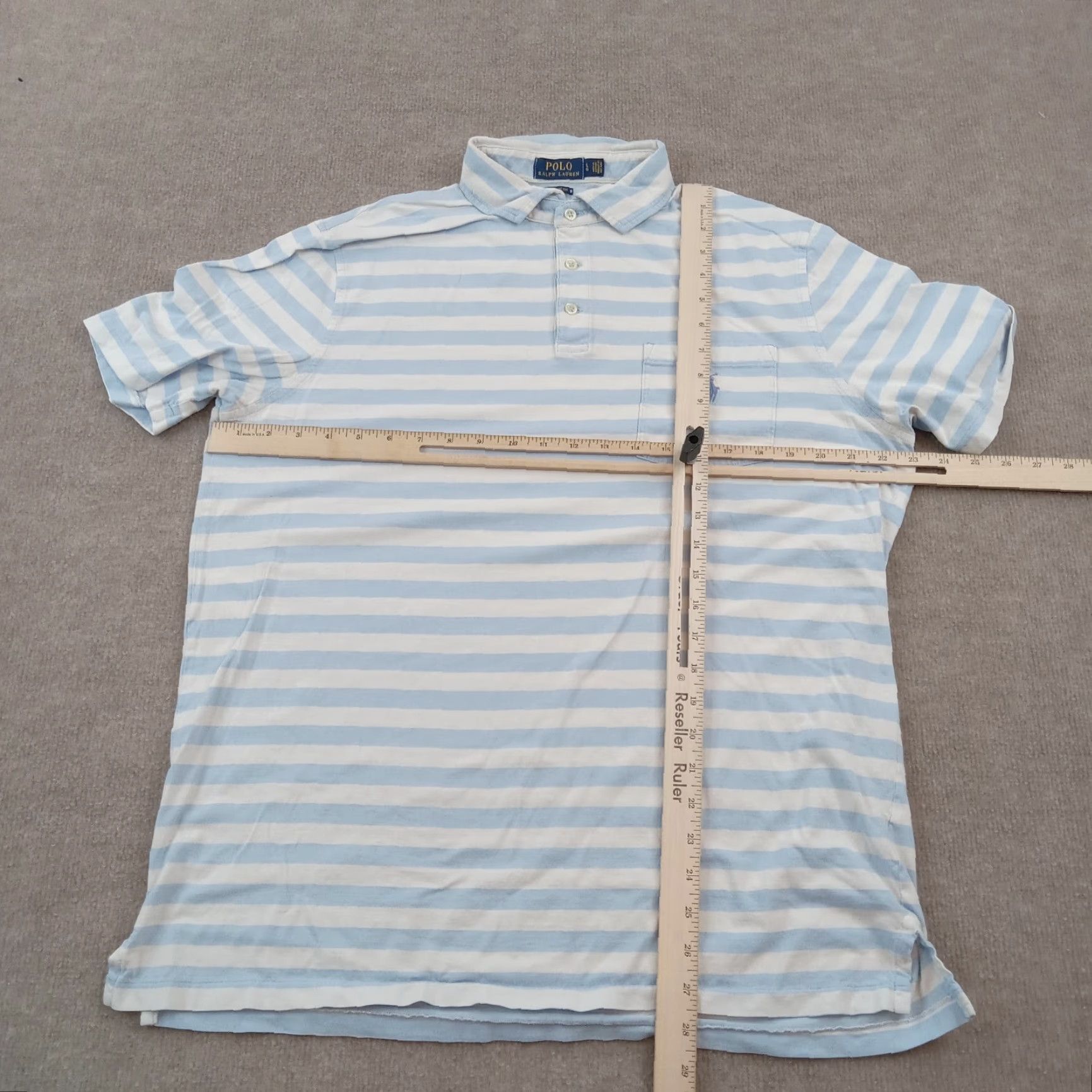 Ralph Lauren Ralph Lauren Mens Polo Shirt Large Blue White Striped Classic Fit Size US L / EU 52-54 / 3 - 2 Thumbnail