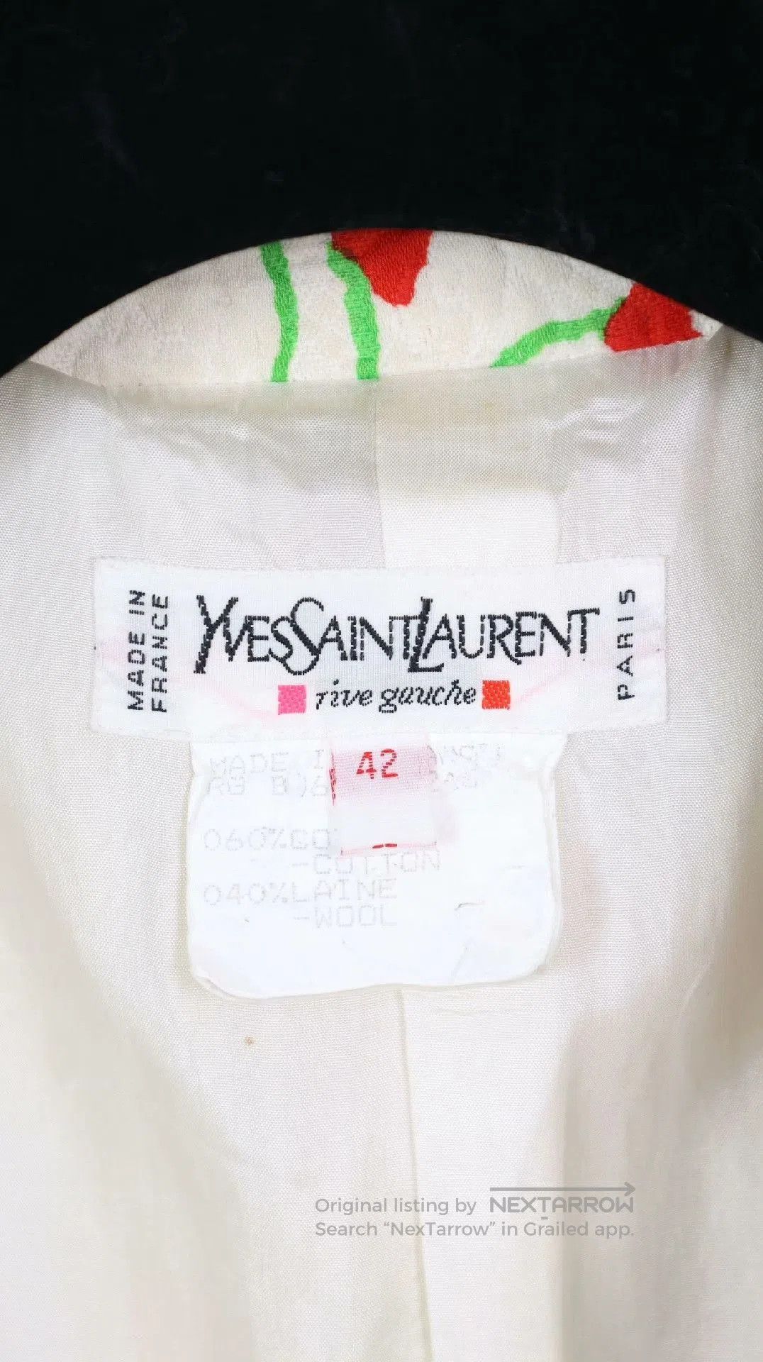 Saint Laurent Paris YSL White Floral Pattern Blazer. Size S / US 4 / IT 40 - 9 Thumbnail