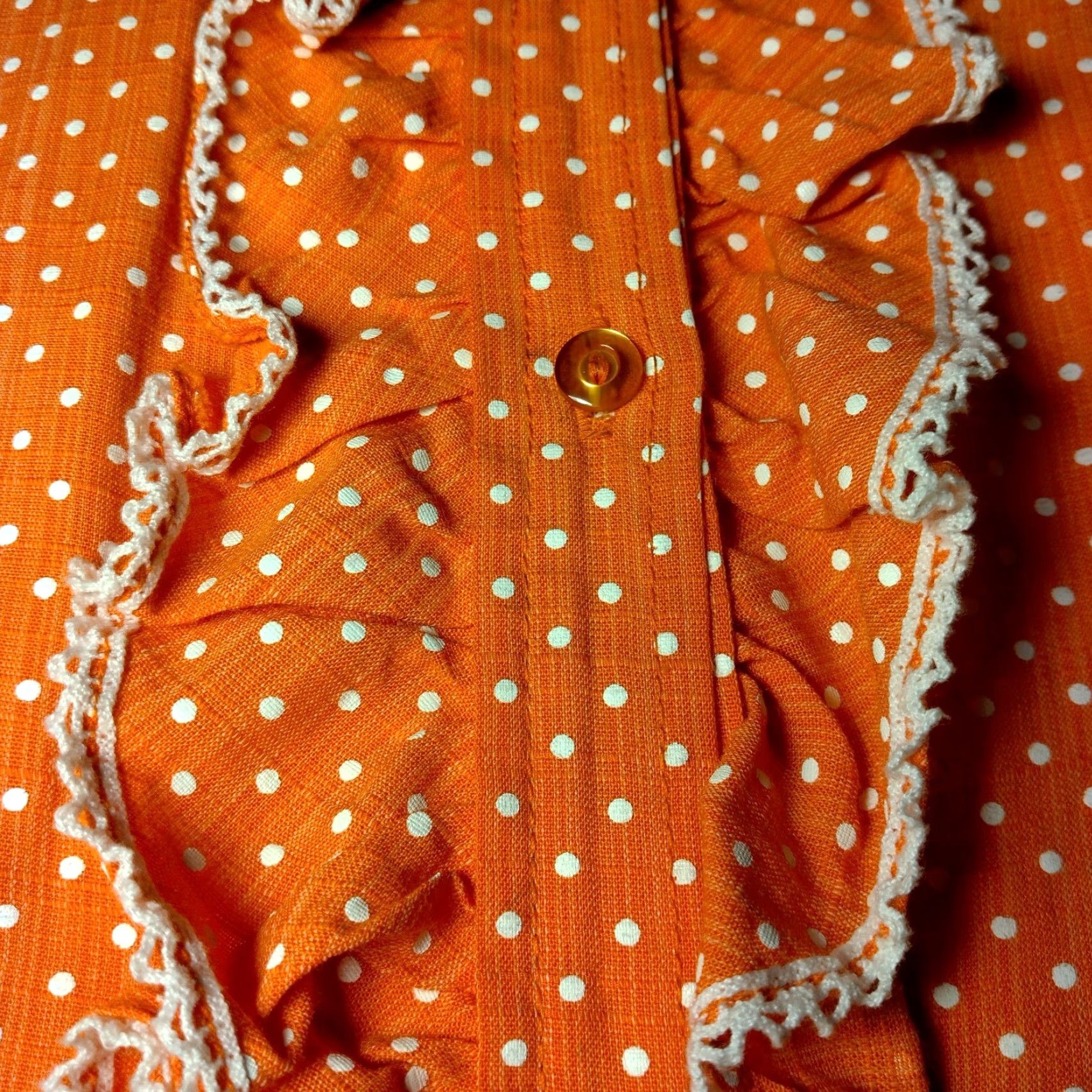 Vintage Vintage House Dress Size 6 Orange Polka Dot Button Collared 1960s Mod Short Slv Size 28" / US 6 / IT 42 - 6 Thumbnail
