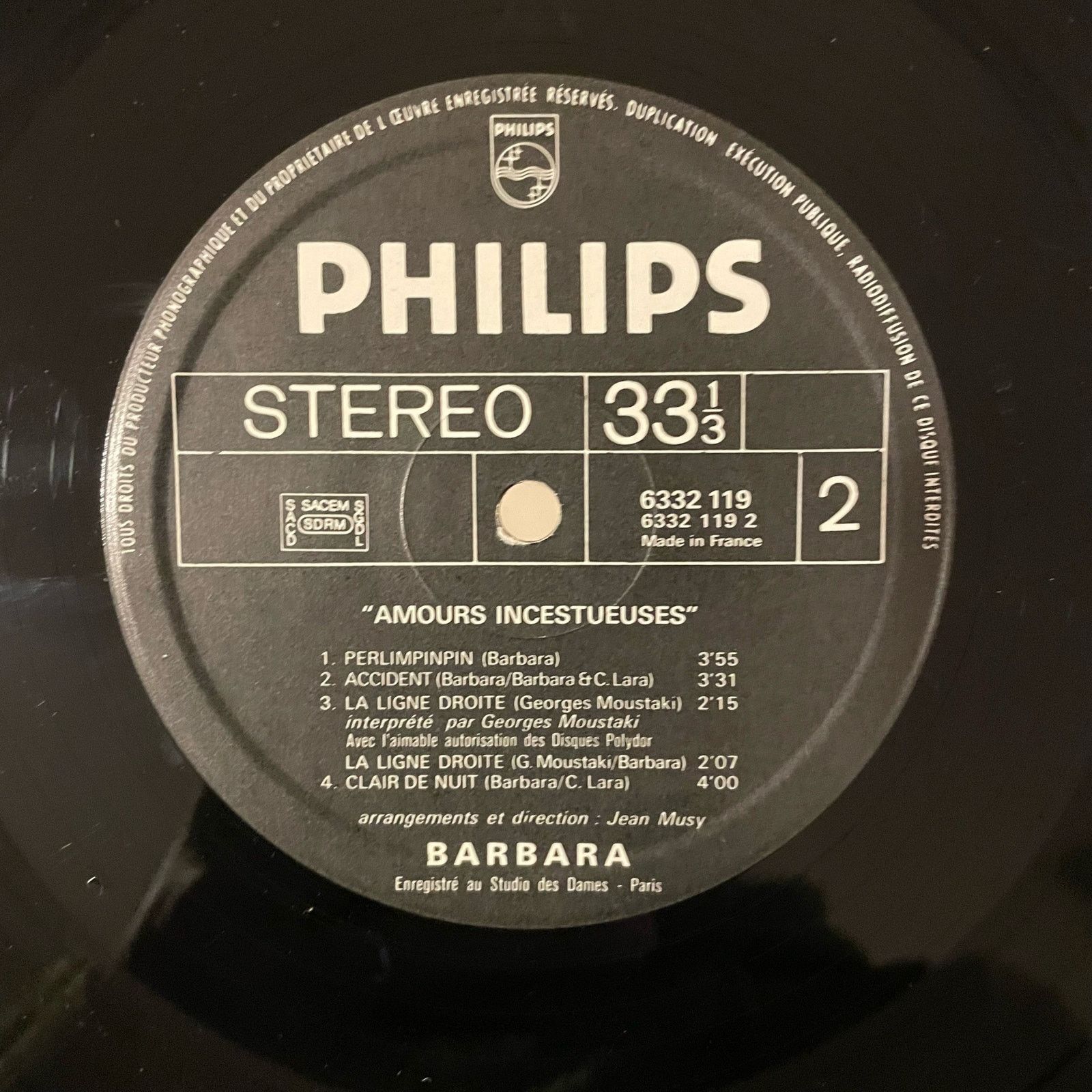 Other Barbara - Amours Incestueses LP vintage vinyl record chanson Size ONE SIZE - 4 Thumbnail
