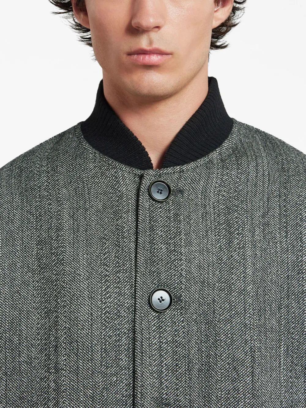 Marni o1w1db10125 Logo-Embossed Bomber Jacket in Black/Grey Size US S / EU 44-46 / 1 - 5 Thumbnail