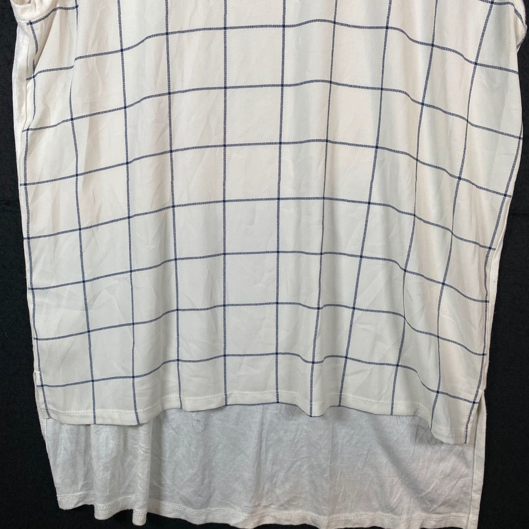 Ann Taylor VINTAGE Ann Taylor LOFT Womens Blouse White Windowpane Sleeveless Stretch Small Size S / US 4 / IT 40 - 3 Thumbnail