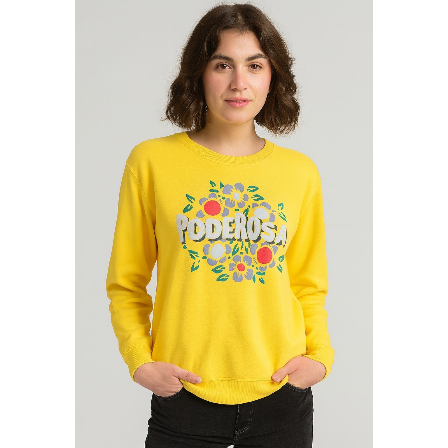 Other Womens Yellow Poderosa Sweatshirt Large By Well Worn Cotton Size L / US 10 / IT 46 - 1 Thumbnail