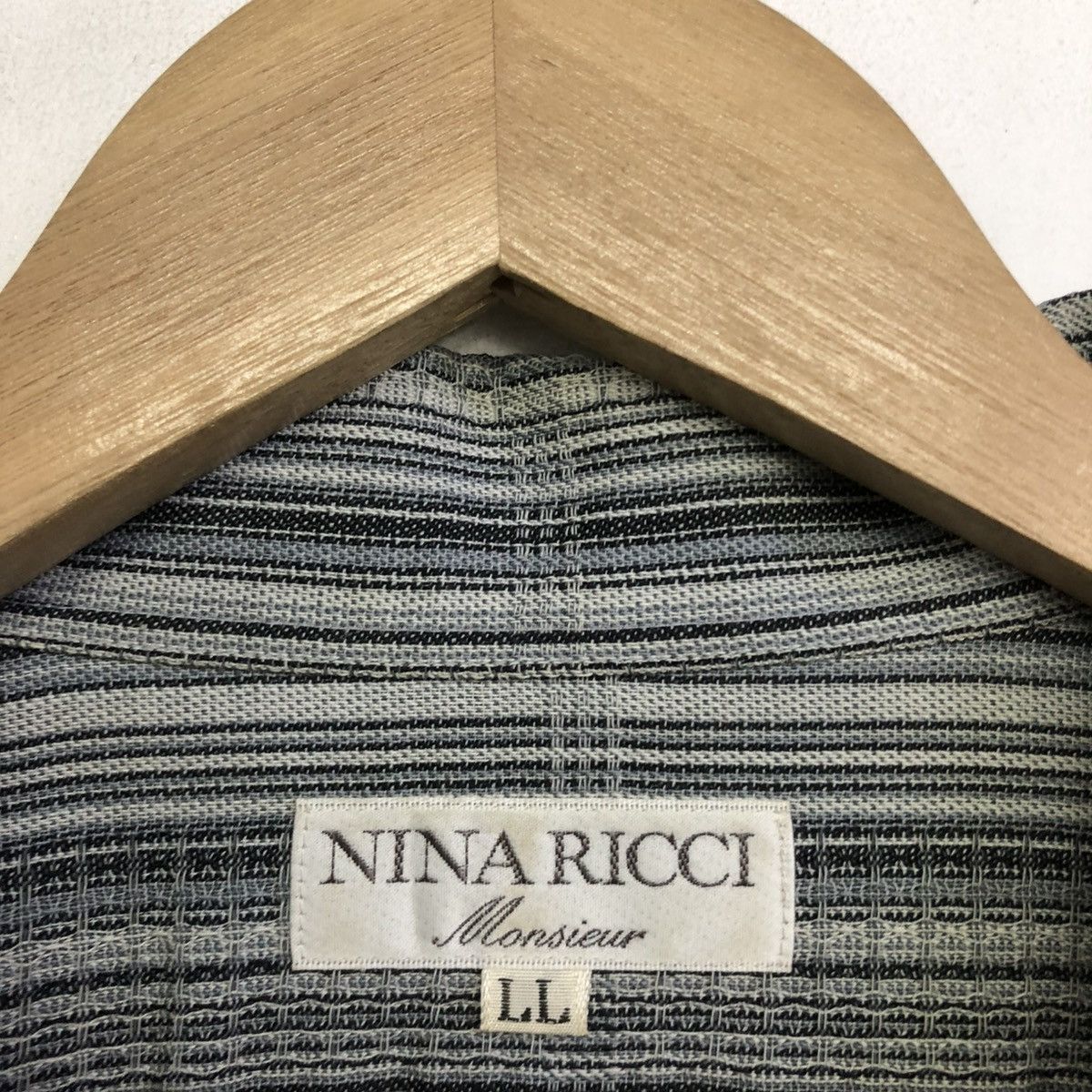 Nina Ricci VINTAGE NINA RICCI MONSIEUR WOOL STRIPE BUTTON SHIRT Size XXL / US 16-18 / IT 52-54 - 10 Thumbnail
