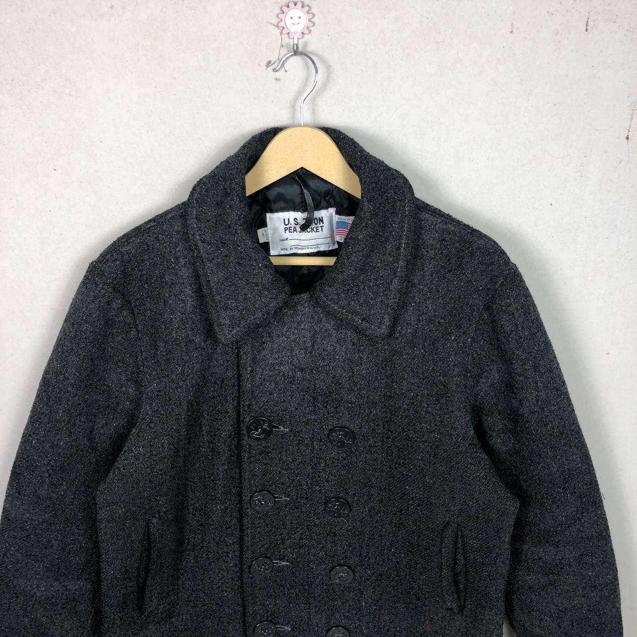 Schott Vintage 80s Schott US 740N Wool Coat Pea Jacket Car Coat Size US M / EU 48-50 / 2 - 3 Thumbnail