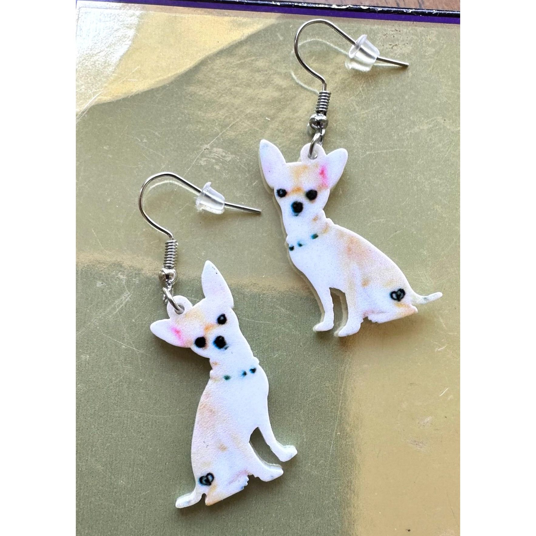 Handmade Chihuahua Earrings Dog Mom Animal Rescue Pets Dangle Hooks N Size ONE SIZE - 8 Thumbnail