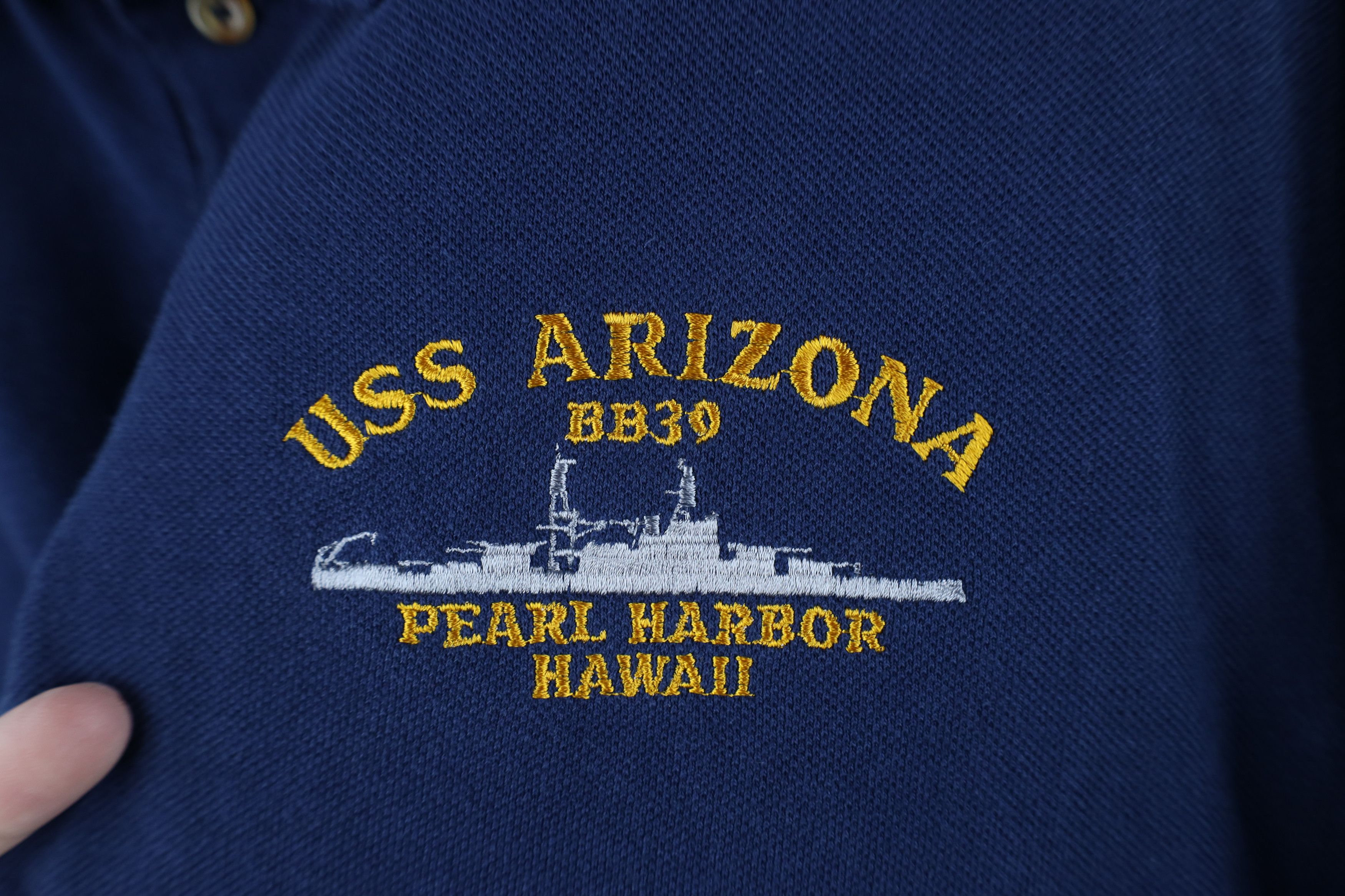 Vintage Vintage USS Arizona BB39 Pearl Harbor Hawaii Polo Shirt Size US XL / EU 56 / 4 - 4 Thumbnail