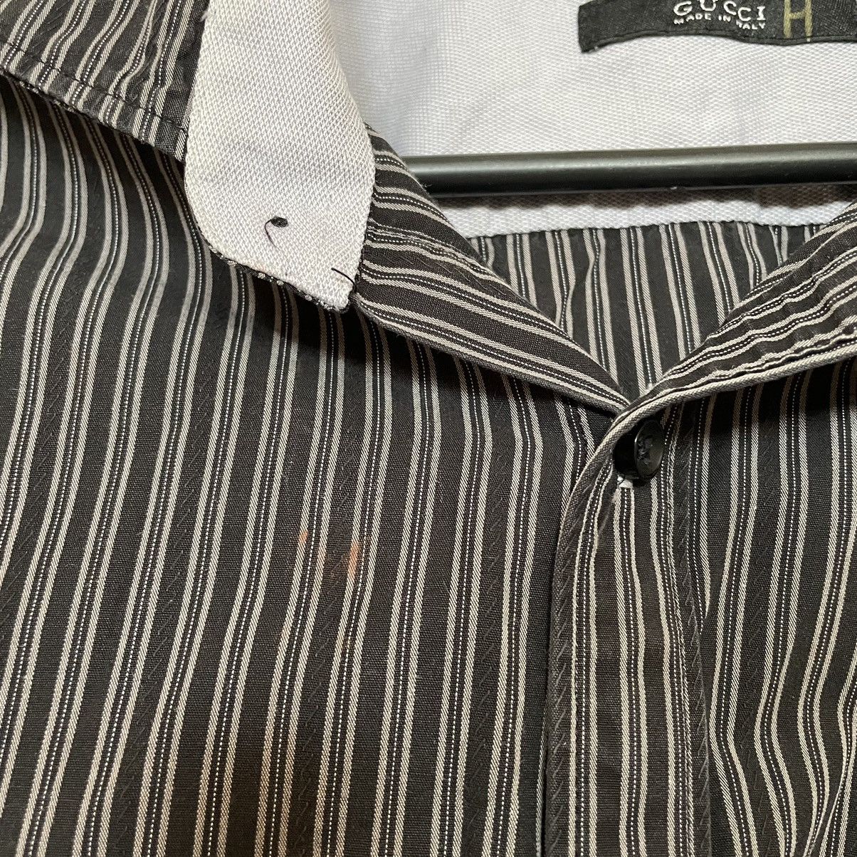 Gucci × Tom Ford × Vintage Gucci by Tom Ford black striped Gray Dress Shirt 90s Size US XL / EU 56 / 4 - 4 Thumbnail