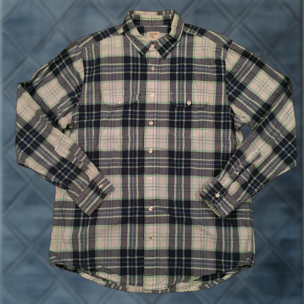 Old Navy Old Navy Shirt Mens XL Blue Plaid Long Sleeve Button-Up Shirt Size US XL / EU 56 / 4 - 1 Thumbnail