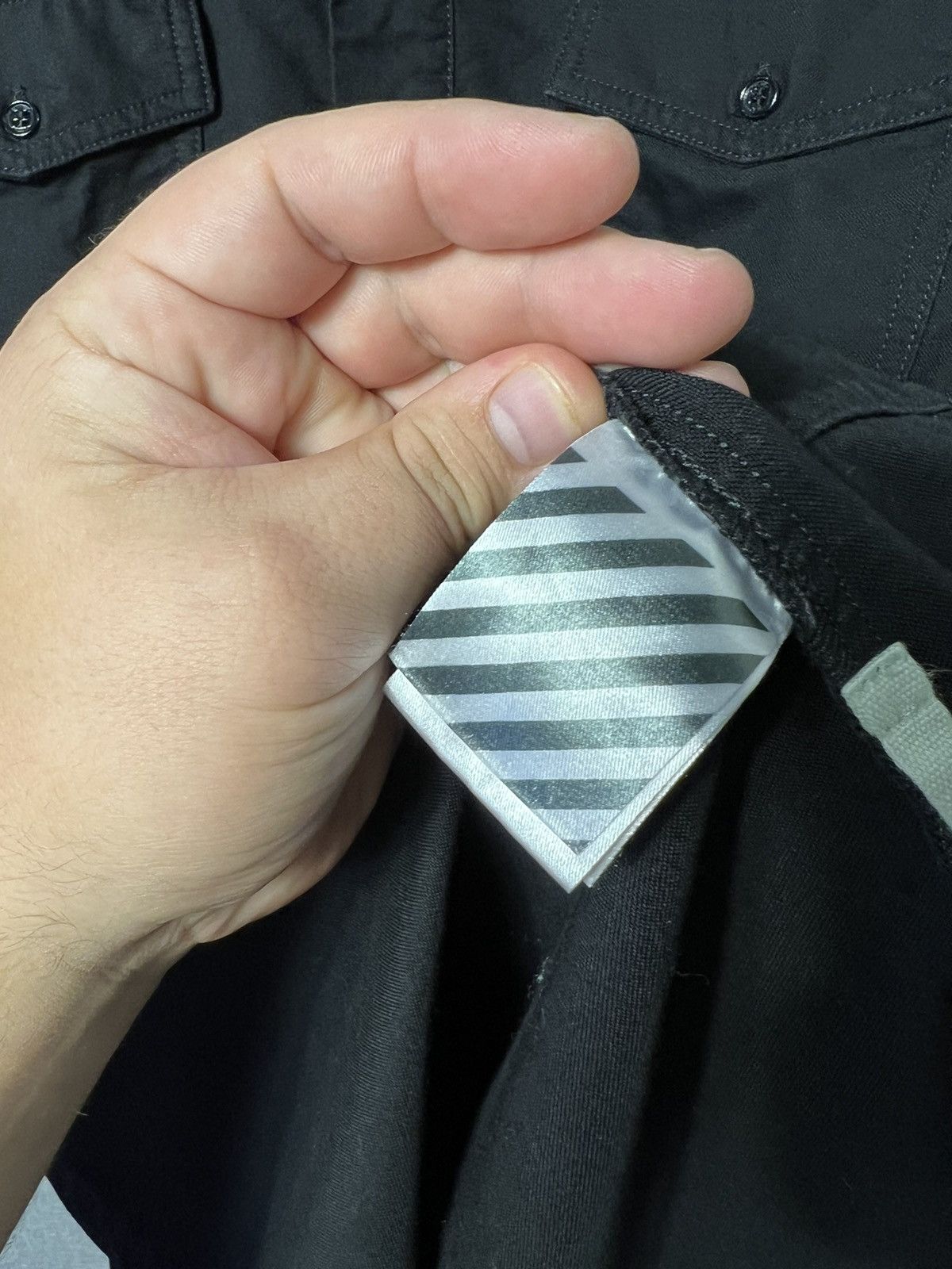 Off-White Rare Off-White Black Firetape Printed Button Oversized Shirt Size US XS / EU 42 / 0 - 16 Thumbnail