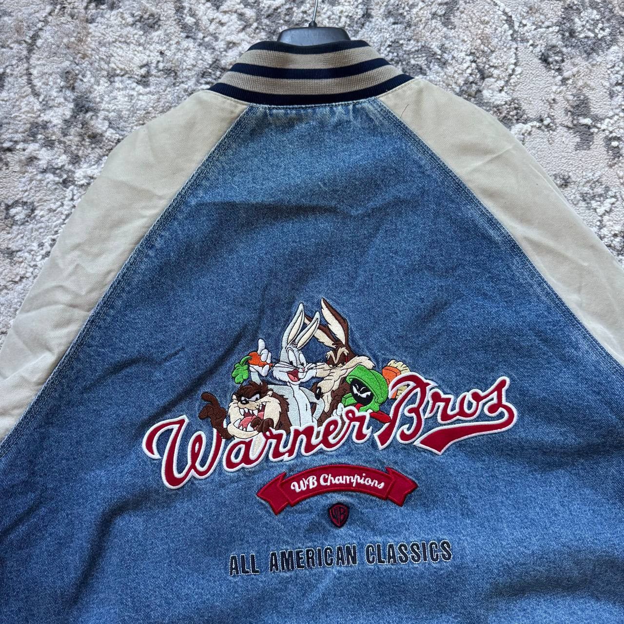 Warner Bros Vintage 90s Warner Bros Looney Tunes Denim Bomber Jacket Size US L / EU 52-54 / 3 - 6 Thumbnail