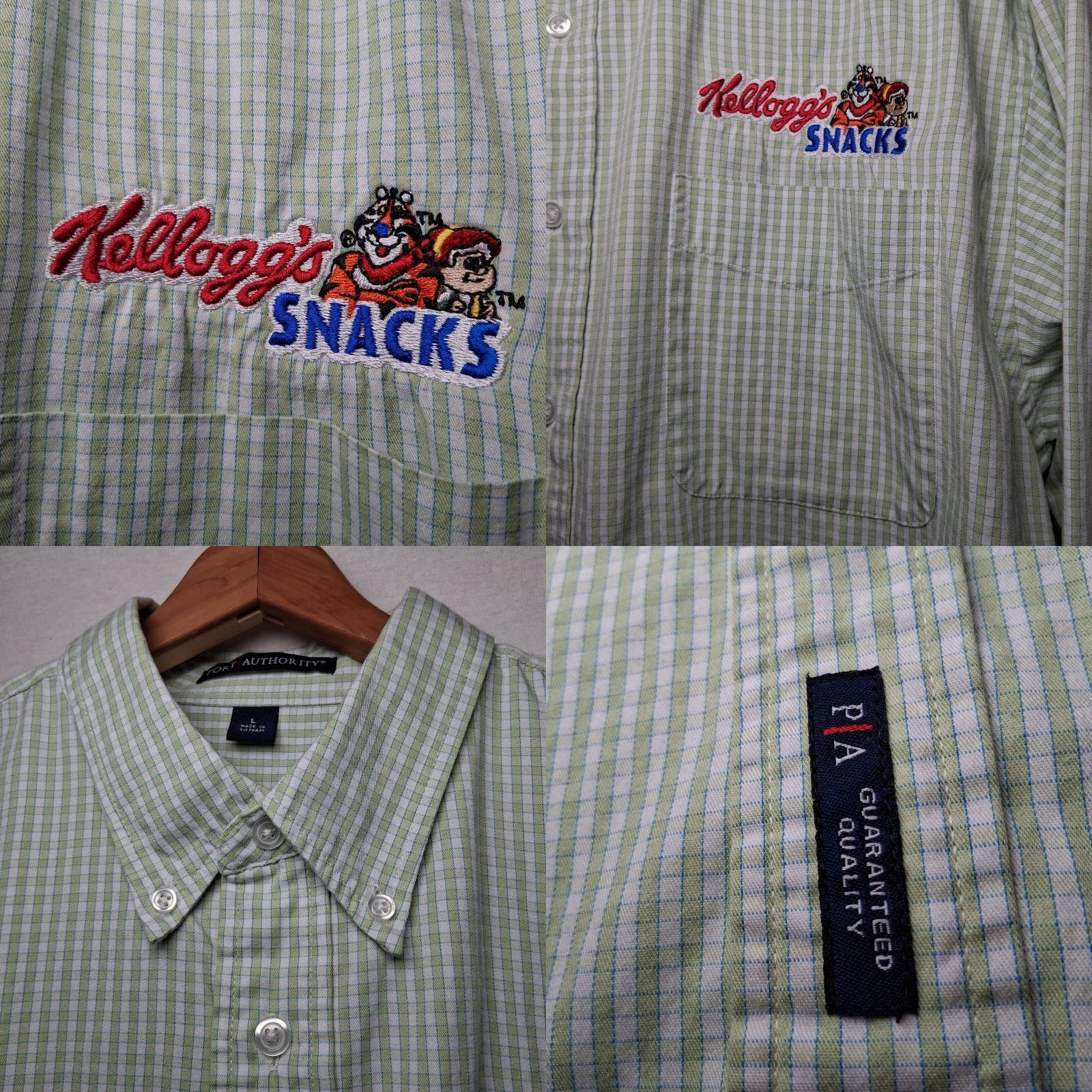 Port Authority Kelloggs Snacks Shirt L Button-Down Long Sleeve Green Plaid Tony The Tiger Size US L / EU 52-54 / 3 - 8 Thumbnail