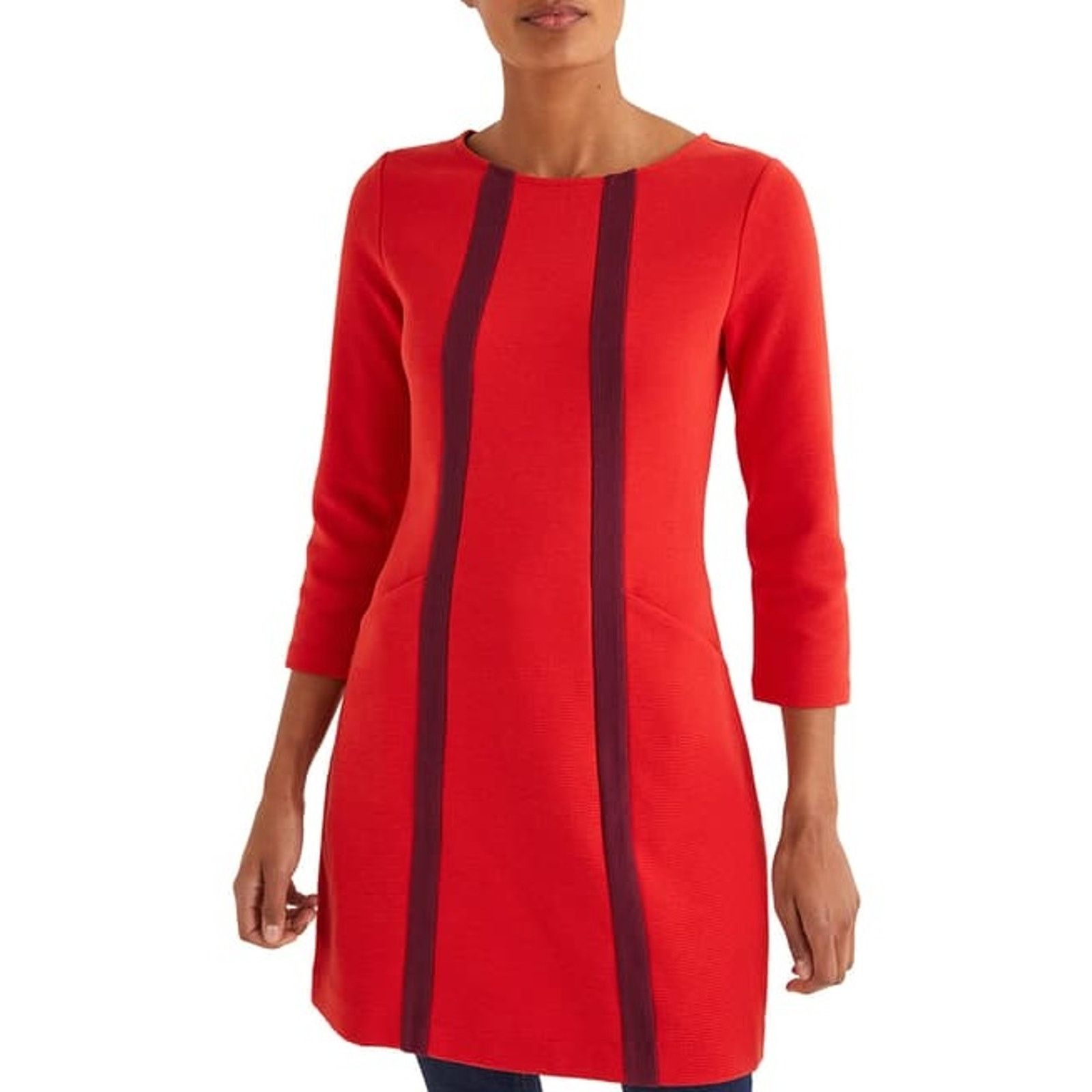 Boden Boden Women Red Ribbed Colorblock A-line Mini Dress Size 4L Size S / US 4 / IT 40 - 1 Thumbnail