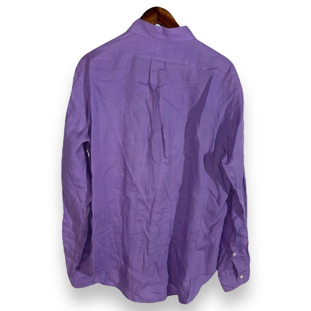 Polo Ralph Lauren Purple Polo Ralph Lauren 100% Linen Classic Fit Button Down Shirt L Size US L / EU 52-54 / 3 - 8 Thumbnail