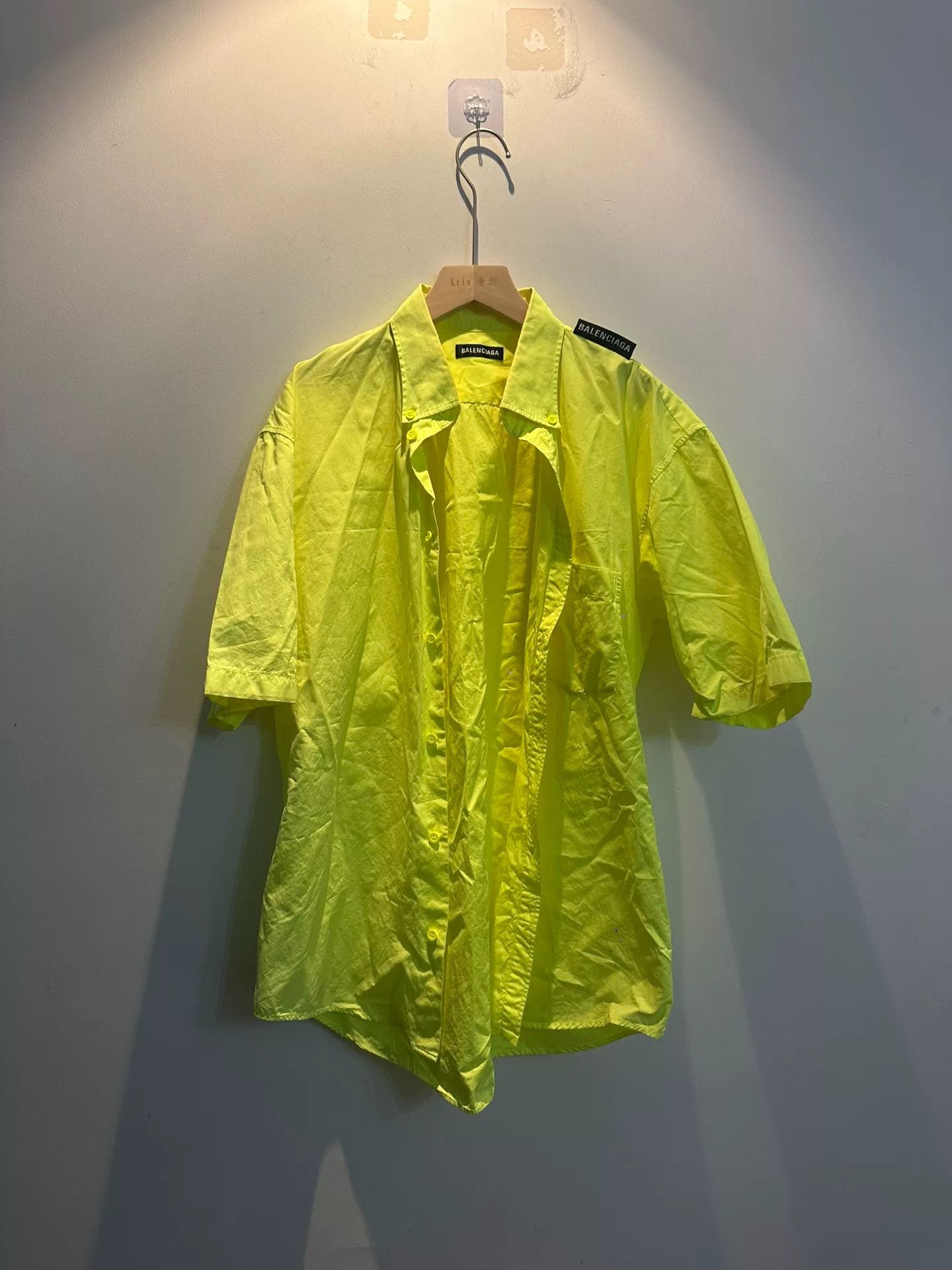 Balenciaga Balenciaga Fluorescent Green Short Sleeve Shirt Size US S / EU 44-46 / 1 - 1 Thumbnail