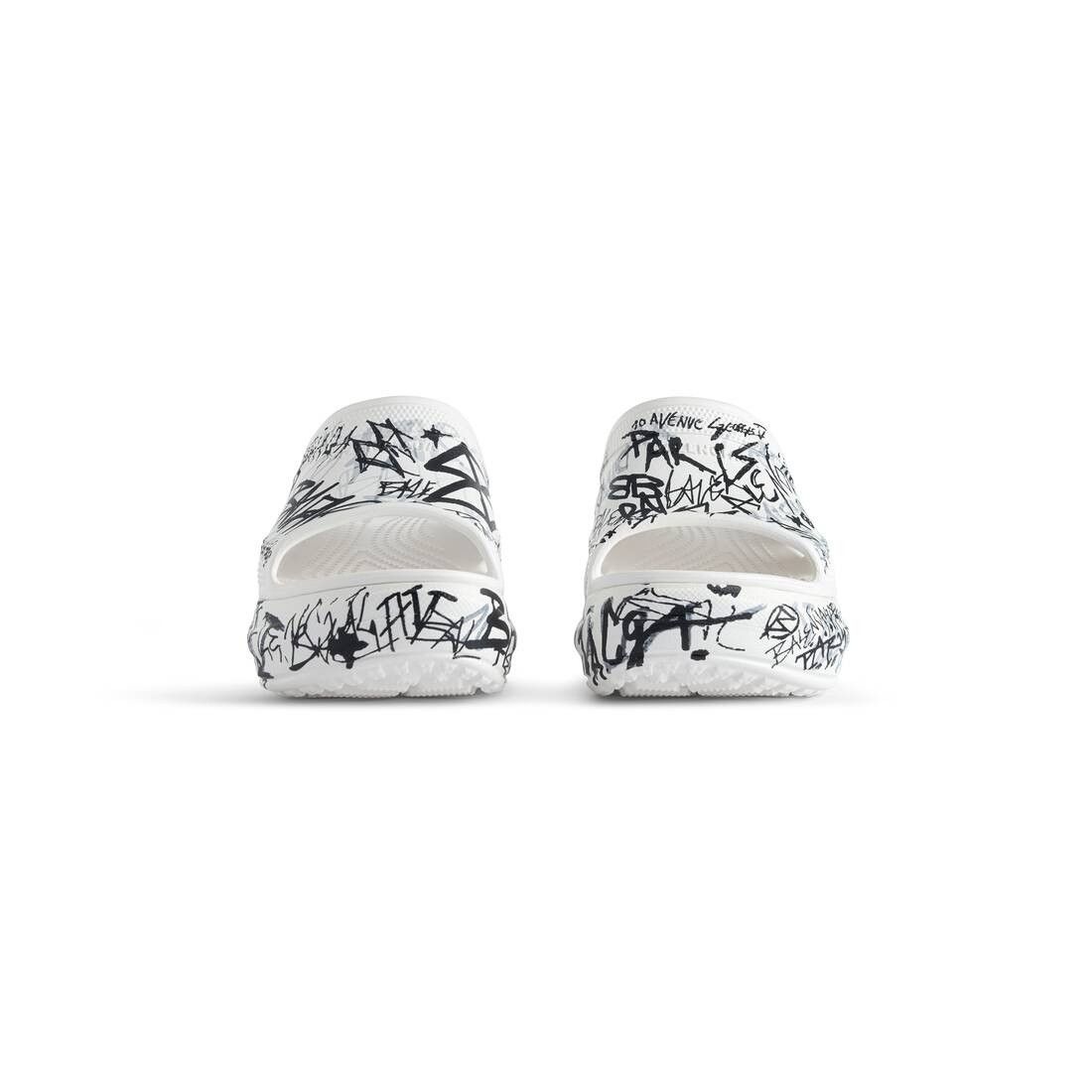 o1tr1nto1125 Pool Crocs™ Graffiti Slide Sandals in White