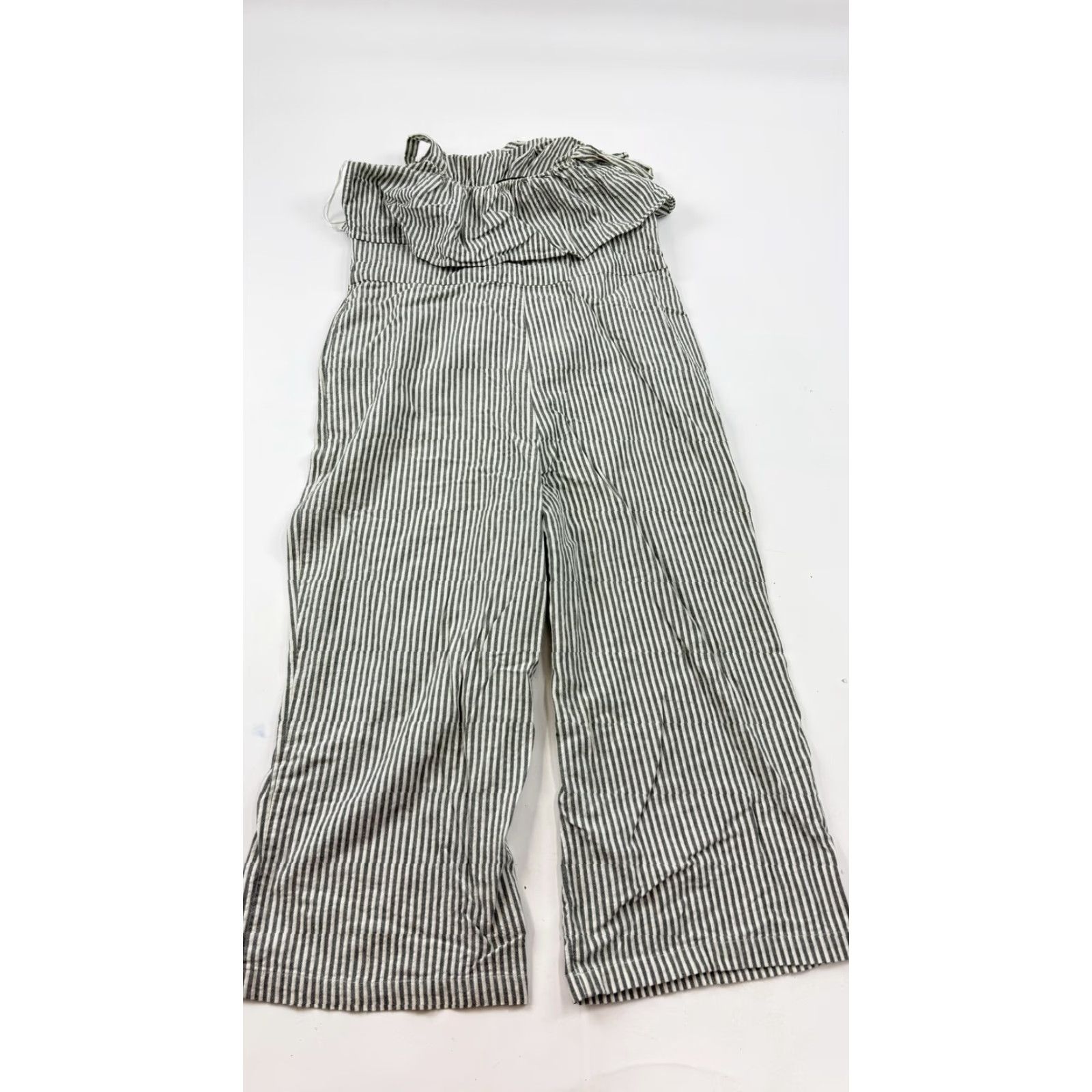 Zara Zara Basic Jumpsuit Womens Small Black White Striped Ruffle Wide Leg Summer Size 28" / US 6 / IT 42 - 5 Thumbnail