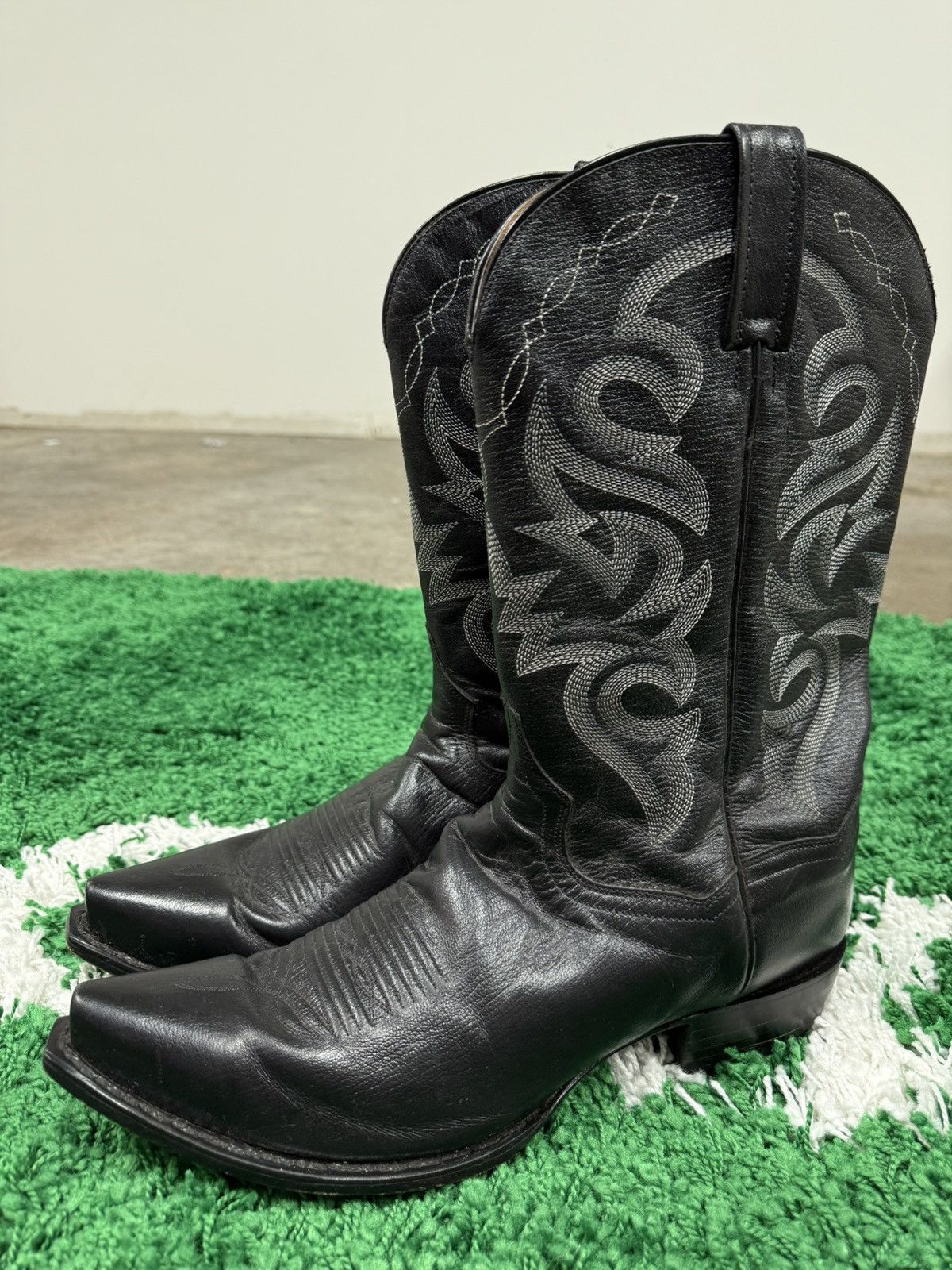 Vintage Dan Post Leather Embroidered Cowboy Boots Sz. 12