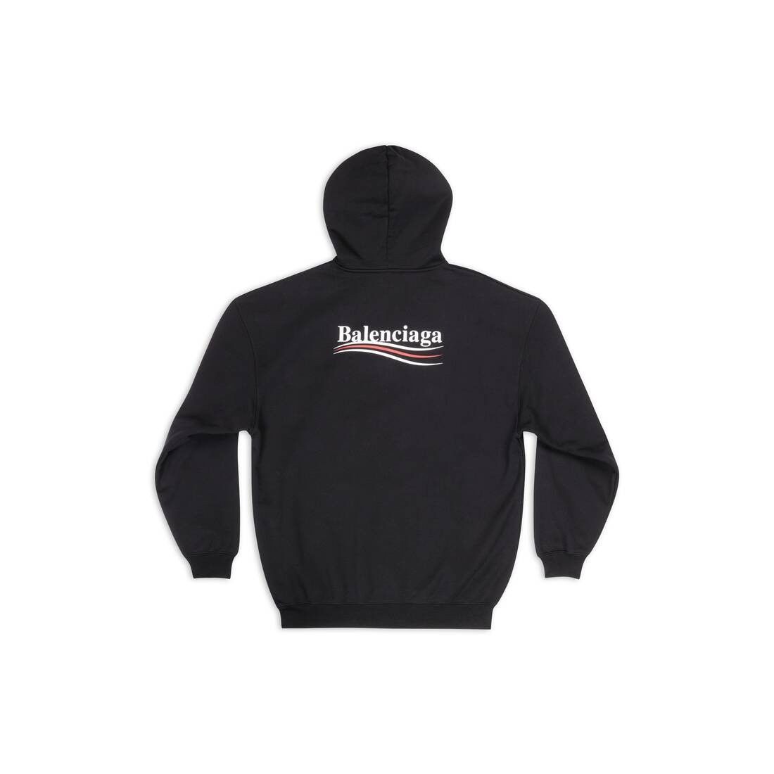 Balenciaga o1srvl11e0325 Political Campaign Hoodie Medium Fit in Black Size XL / US 12-14 / IT 48-50 - 2 Thumbnail