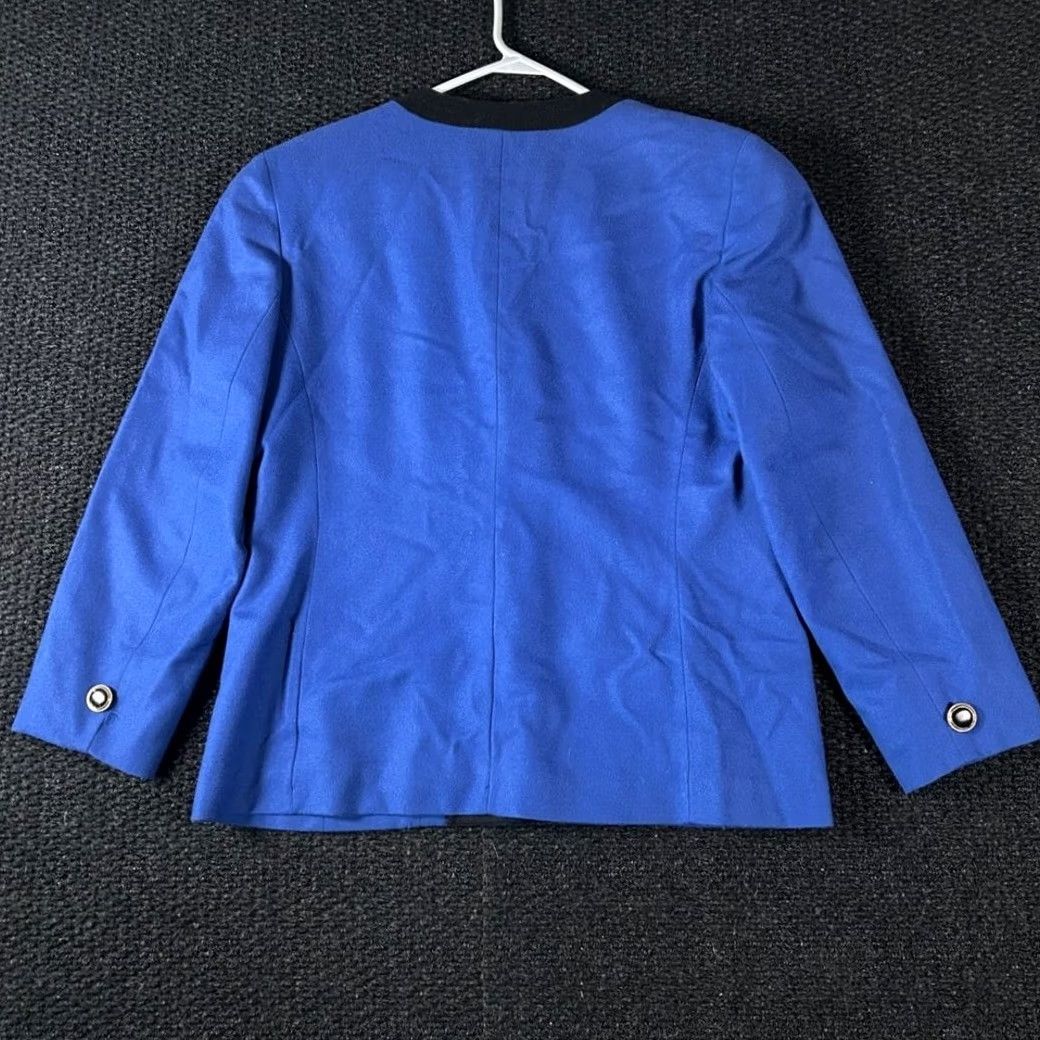 Pendleton VTG Pendleton Blazer Wool Blue Women's Medium Collarless Button Front Jacket Size XXL / US 16-18 / IT 52-54 - 4 Thumbnail