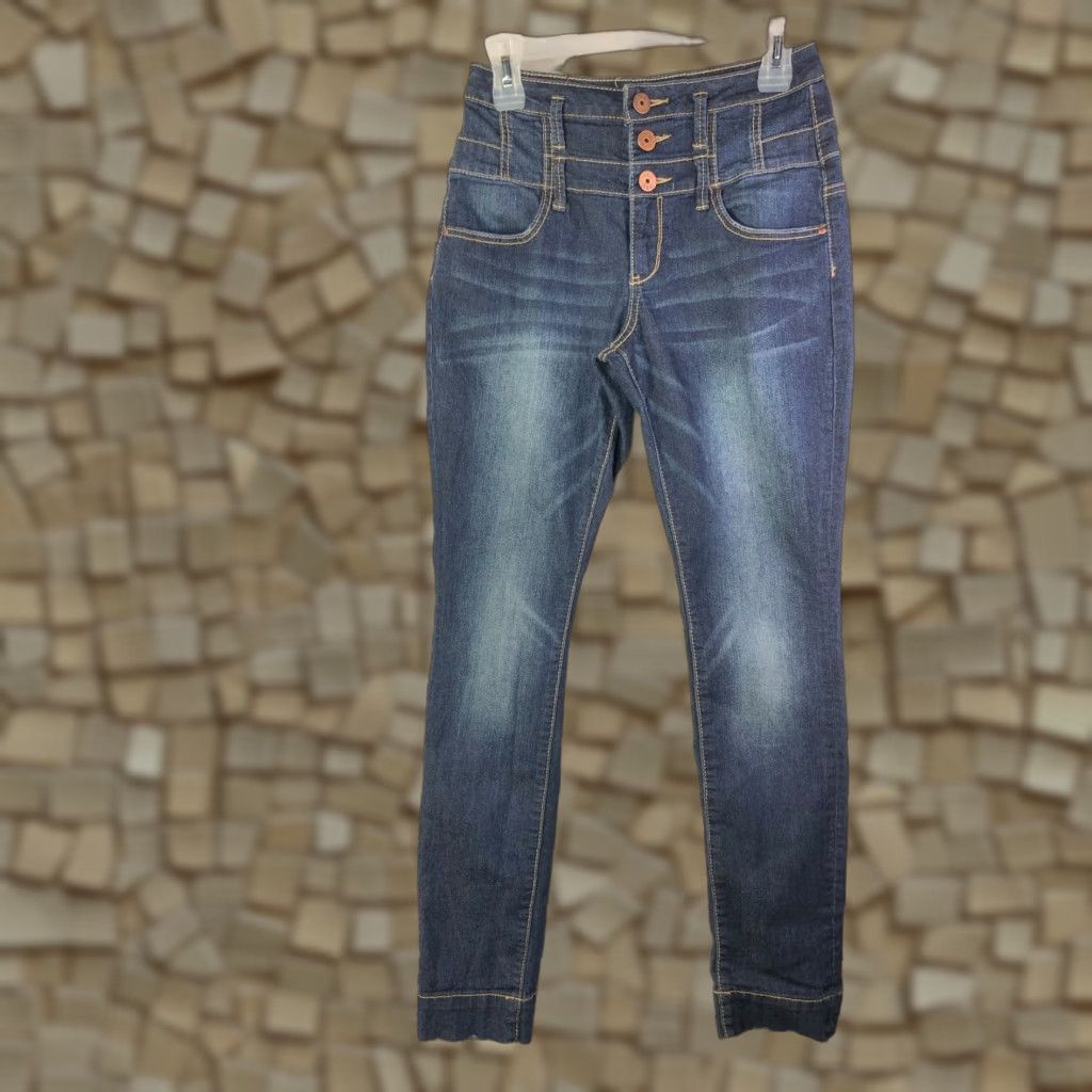 Vintage Standards & Practices Juniors Size 9 High Rise Skinny Dark Wash Blue Denim Jeans Size 30" / US 8 / IT 44 - 1 Thumbnail