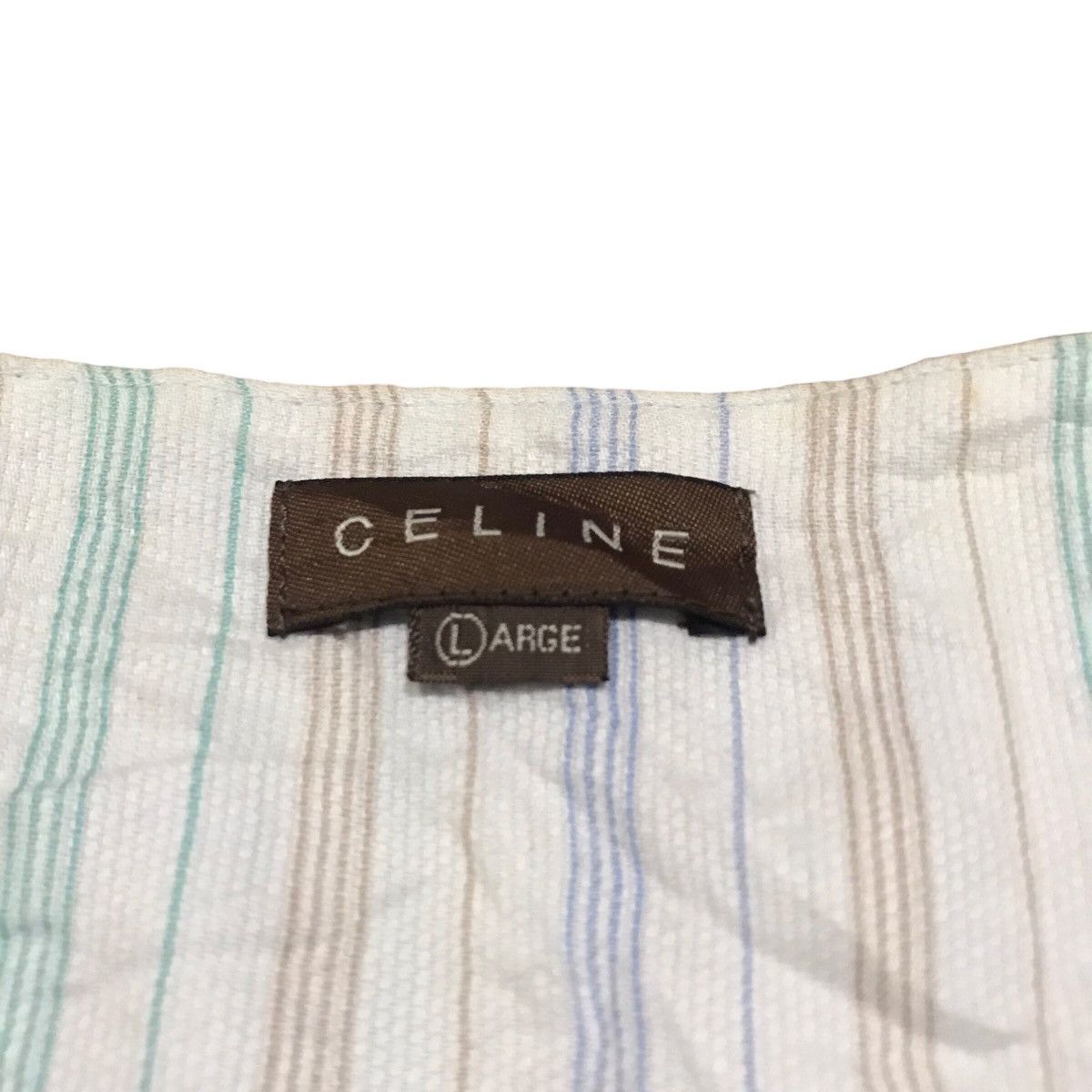 Celine CELINE Mandarin Collar Stripped Shirt Size US L / EU 52-54 / 3 - 8 Thumbnail