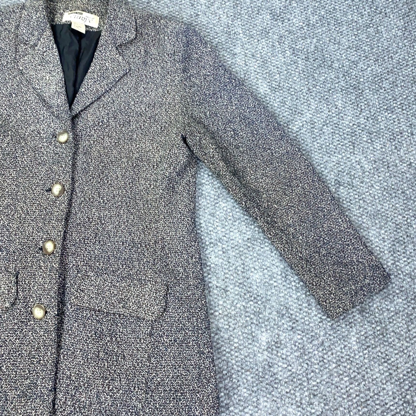 Vintage VINTAGE Newport News Blazer Womens Size 6 Gray Black & White Speckled Knit Jacket, Classic, 6, Gray, Blazer, Womens Size M / US 6-8 / IT 42-44 - 2 Thumbnail