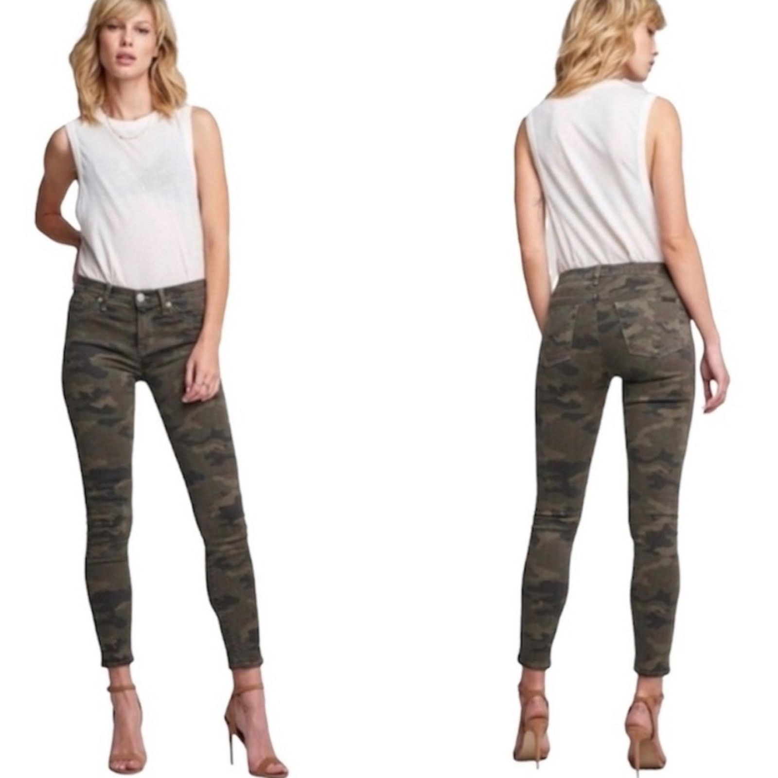Hudson HUDSON Tan Olive Camo High Rise Super Skinny Leg Denim Jeans Size 28" / US 6 / IT 42 - 15 Thumbnail