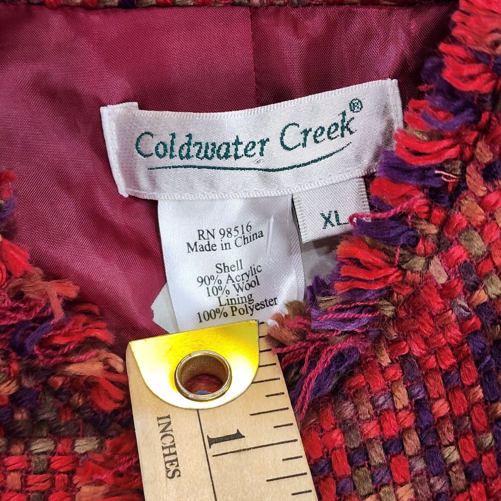 Coldwater Creek Coldwater Creek Boucle Tweed Blazer Women XL Red Open Jacket Size XL / US 12-14 / IT 48-50 - 6 Thumbnail