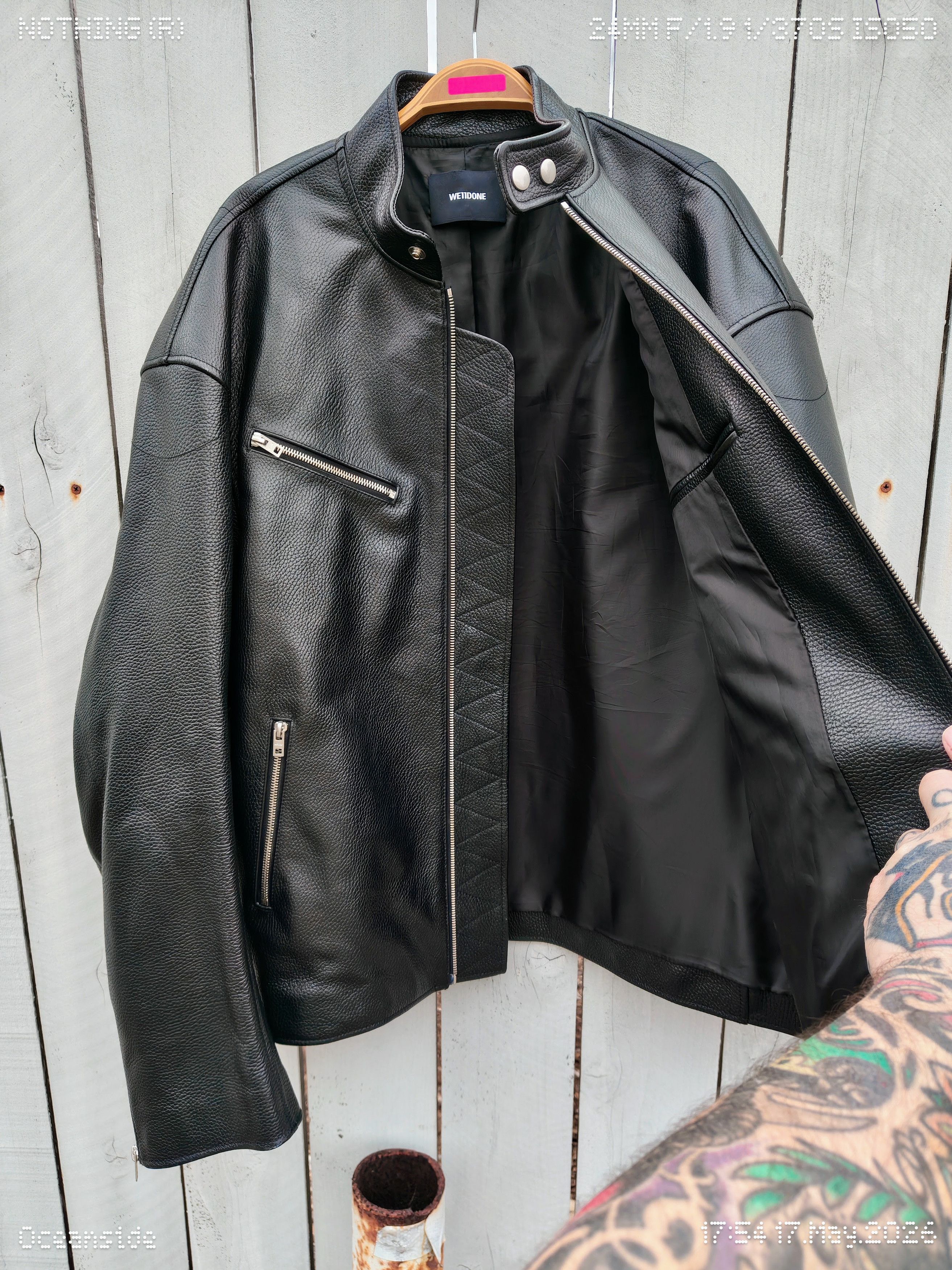 WE11DONE Moto Pebbled Leather Oversized Size US XL / EU 56 / 4 - 8 Thumbnail