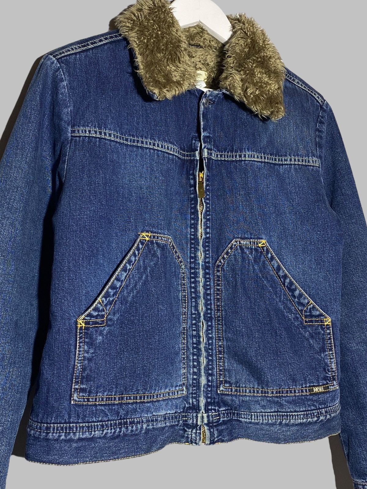Diesel Vintage 00s Diesel Sherpa Washed Denim Jacket Y2k Style Size M / US 6-8 / IT 42-44 - 3 Thumbnail