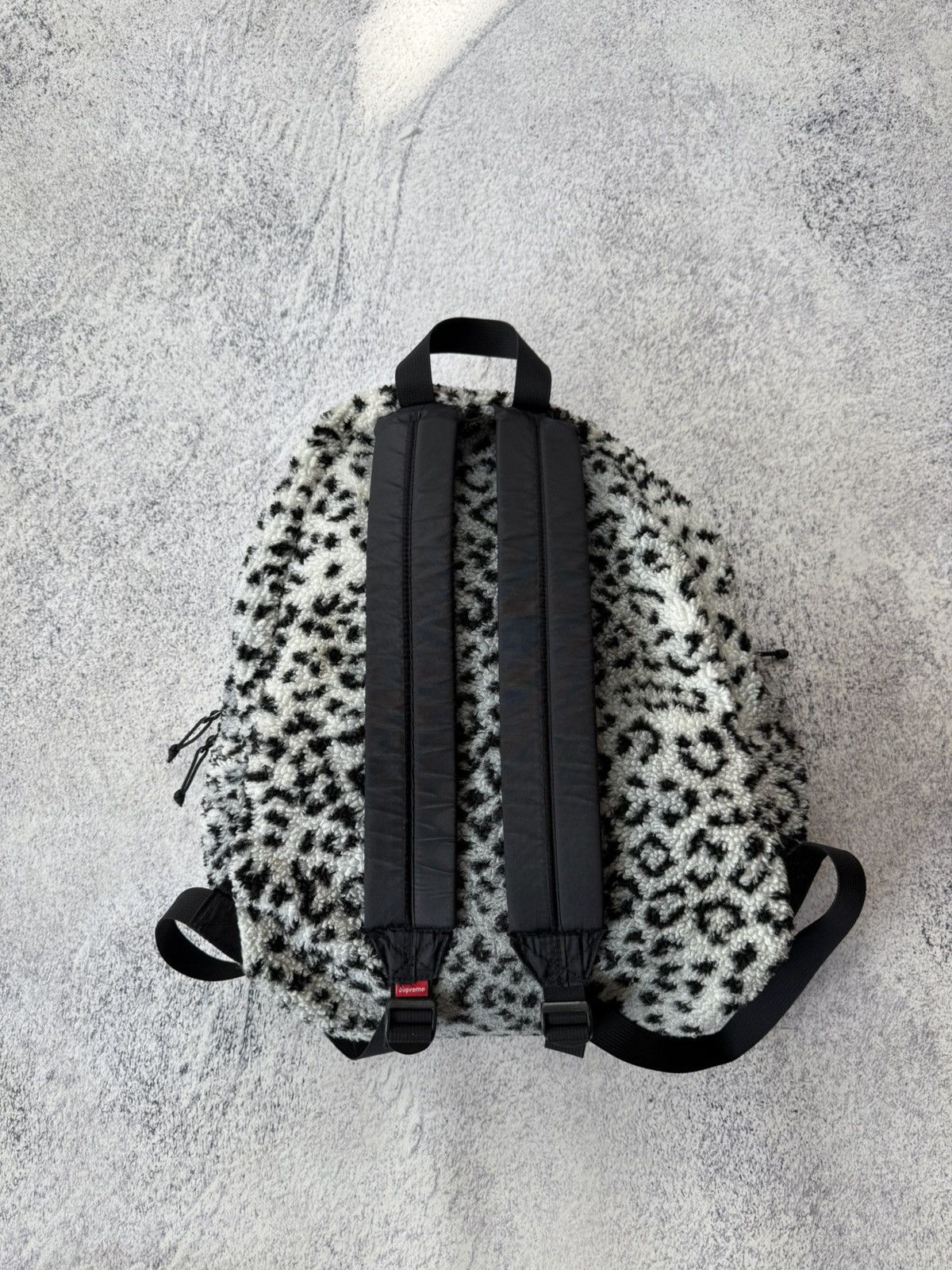 Supreme 2017 Black White Leopard Print Fleece Backpack