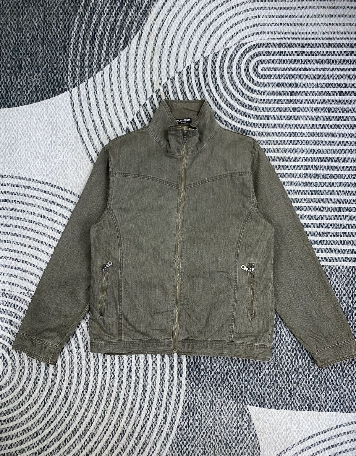 Nylaus Design Double Pocket Denim Style Zipper Jacket