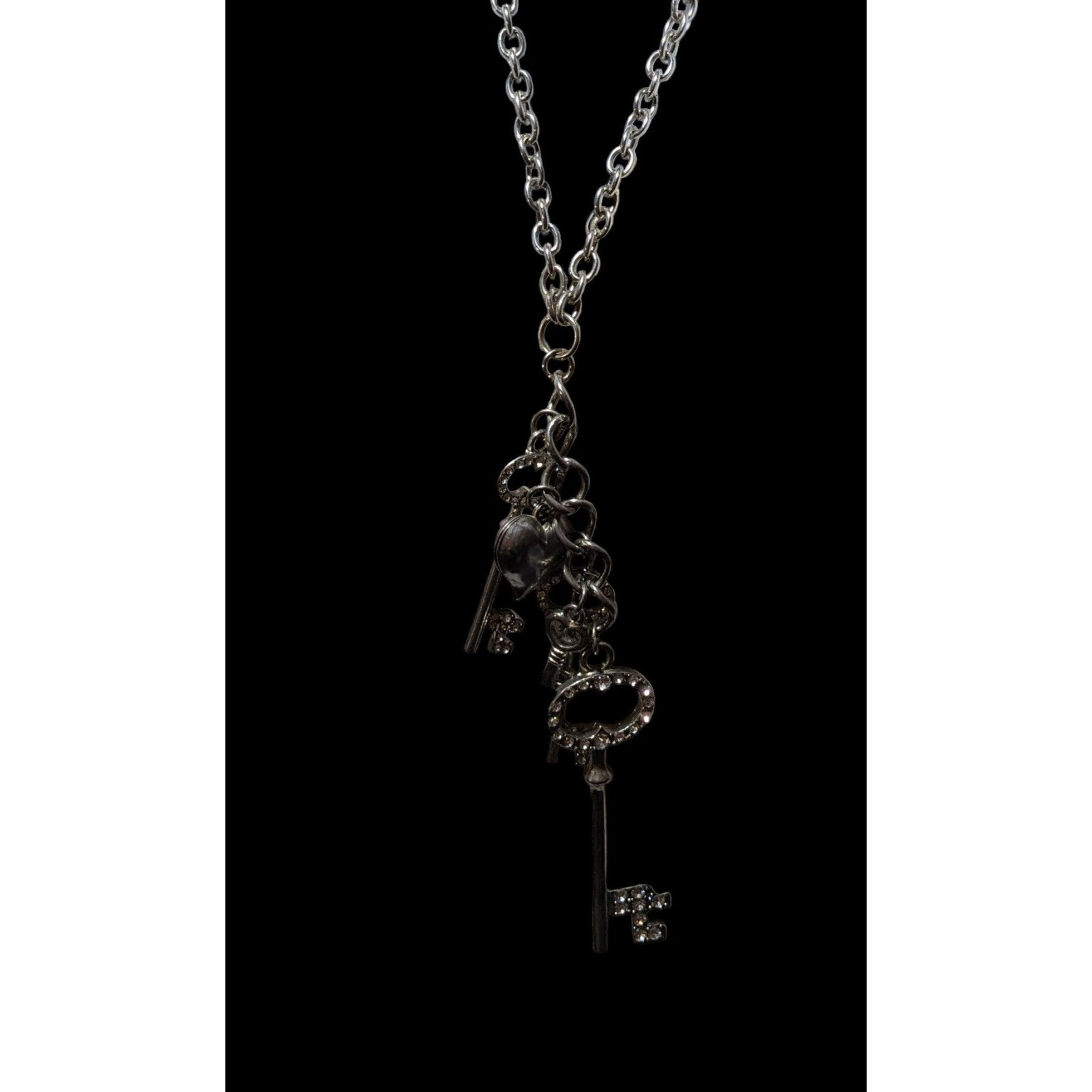 Other Silver Rhinestone Key Charm Cluster Necklace Size ONE SIZE - 4 Thumbnail