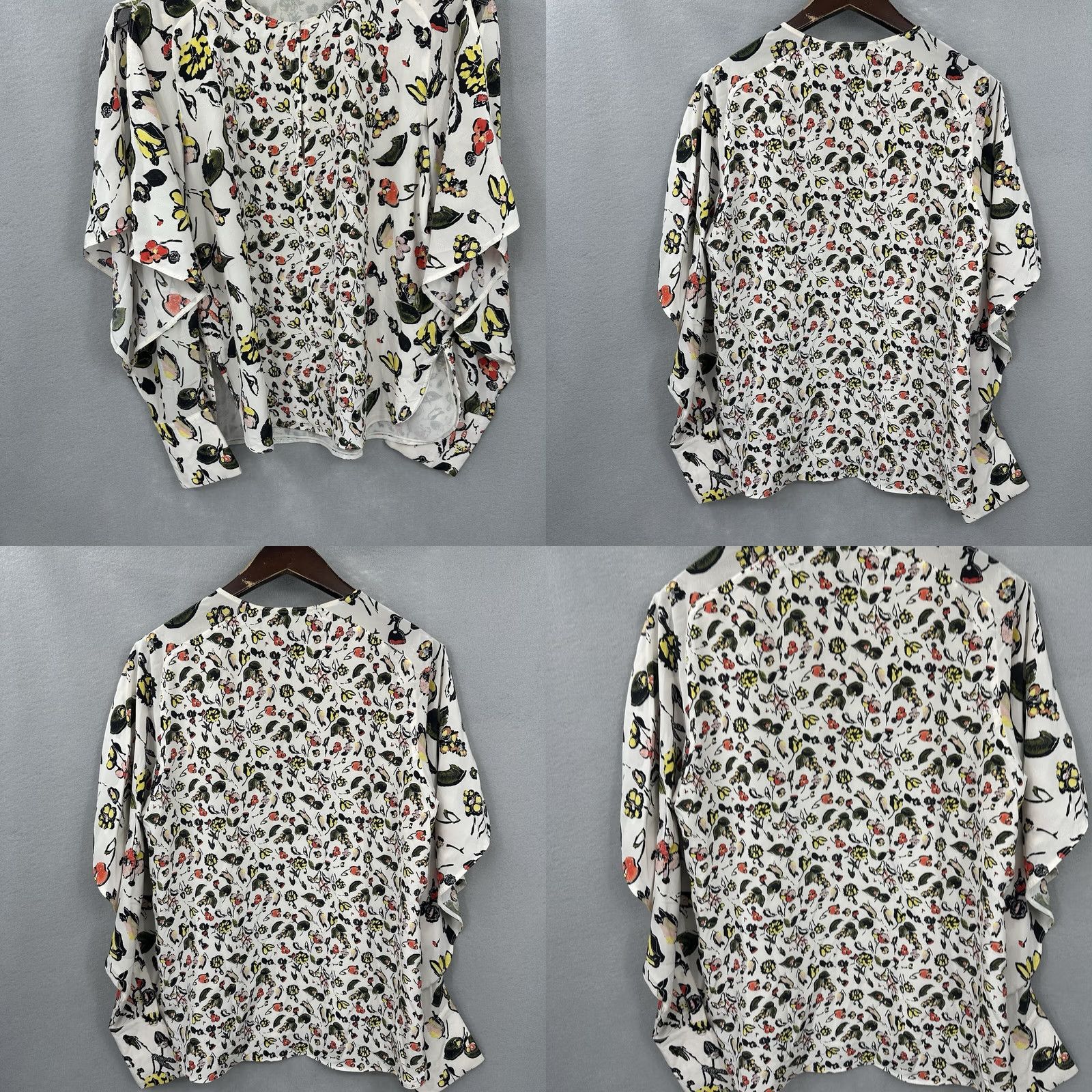 Vintage Grey Jason Wu Blouse Womens S Floral Cold Shoulder Flutter Sleeve Scoop Neck Pullover Casual Business Party/Cocktail Travel White Women Size S / US 4 / IT 40 - 8 Thumbnail