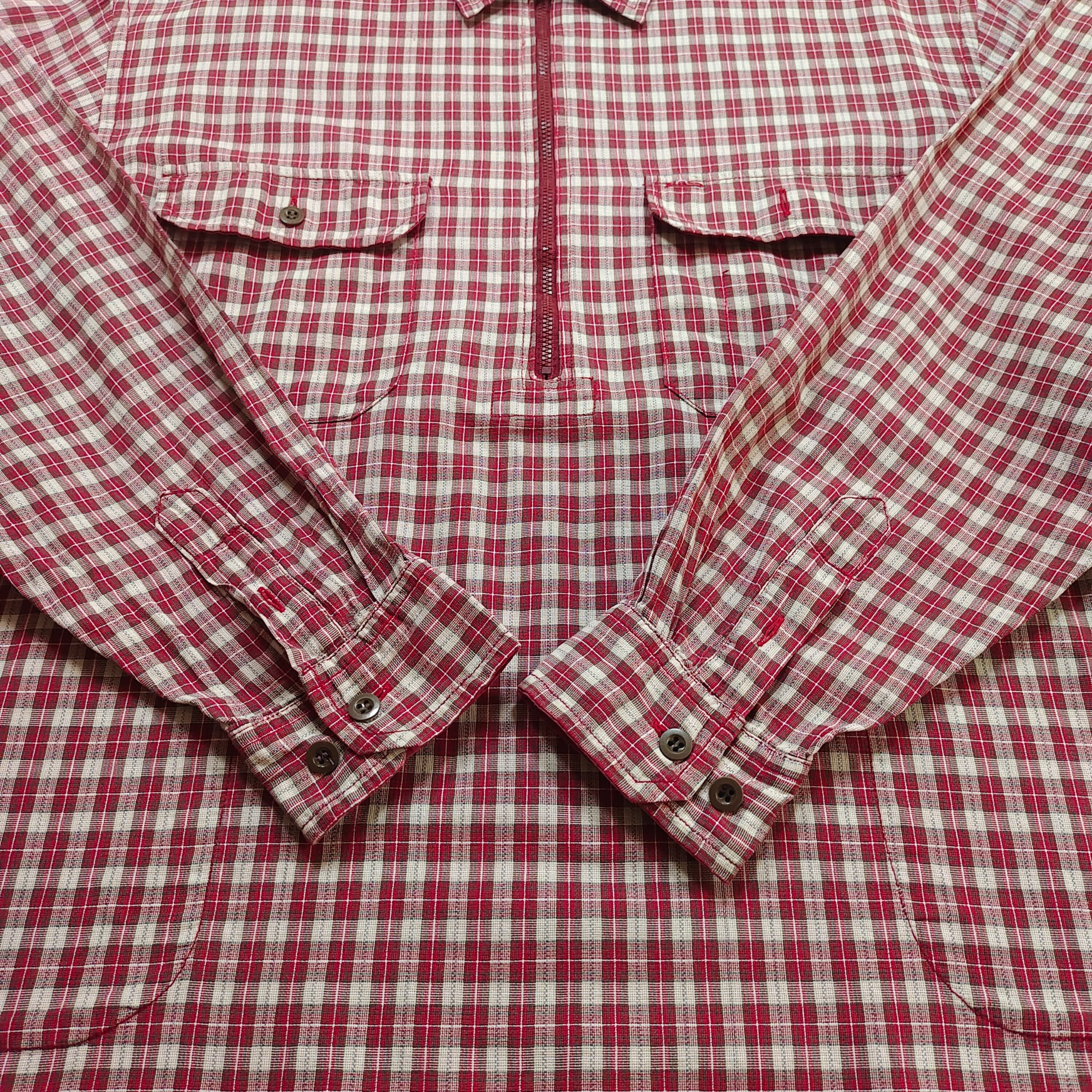 Nigel Cabourn Vintage Nigel Cabourn Authentic Red Gingham Half-Zip Smock Size US L / EU 52-54 / 3 - 10 Thumbnail