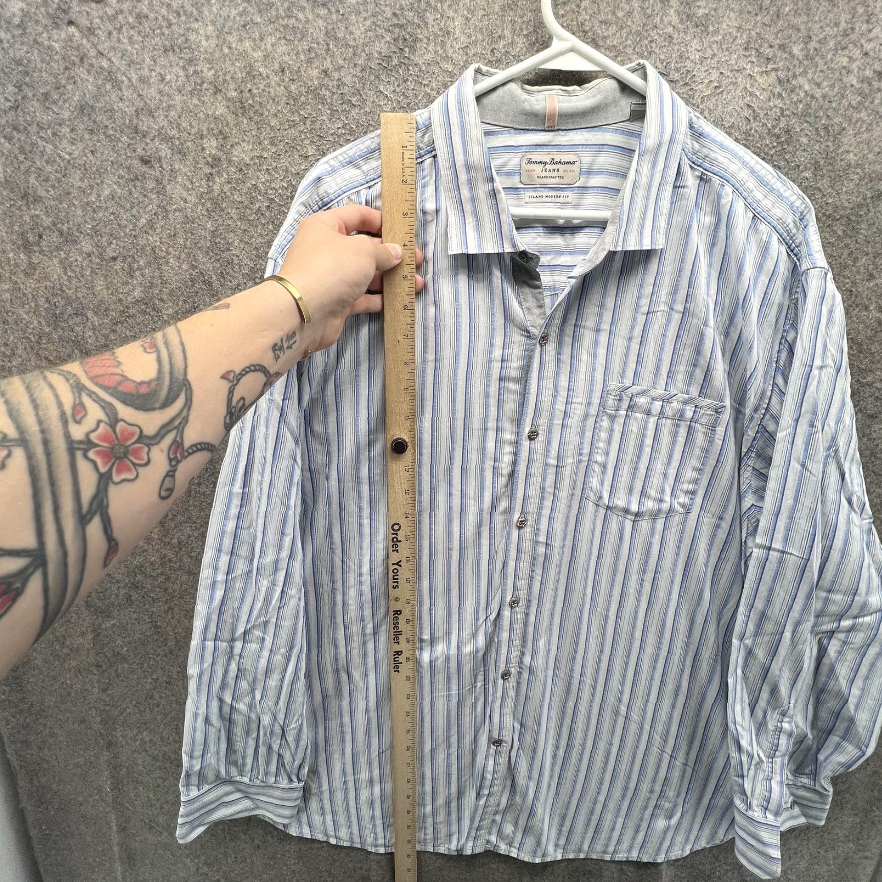 Tommy Bahama Tommy Bahama Jeans Shirt Mens 2XL Blue Stripe Long Sleeve Button Front Casual Shirt Size US XXL / EU 58 / 5 - 4 Thumbnail