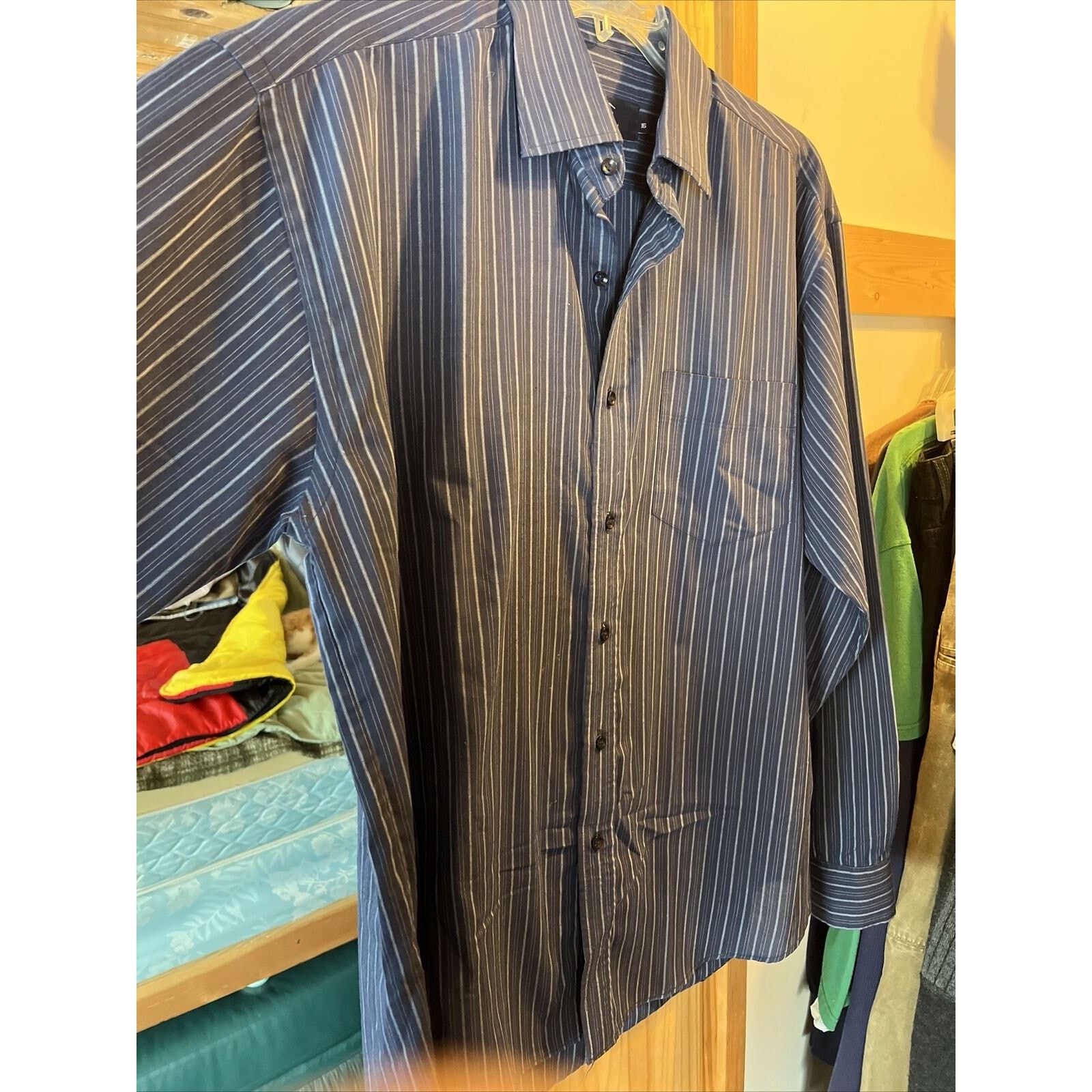 Burberry Burberry London Men’s 16 Blue Striped LS Button Cotton Shirt Size US L / EU 52-54 / 3 - 5 Thumbnail