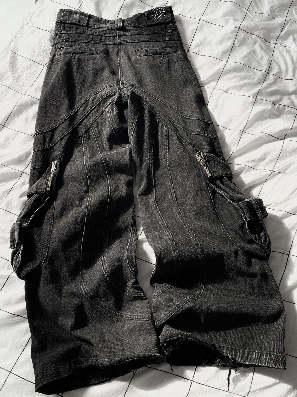 No Faith Studios NO FAITH STUDIOS Distressed Cargo Raver denim Baggy Pants Size US 32 / EU 48 - 5 Thumbnail