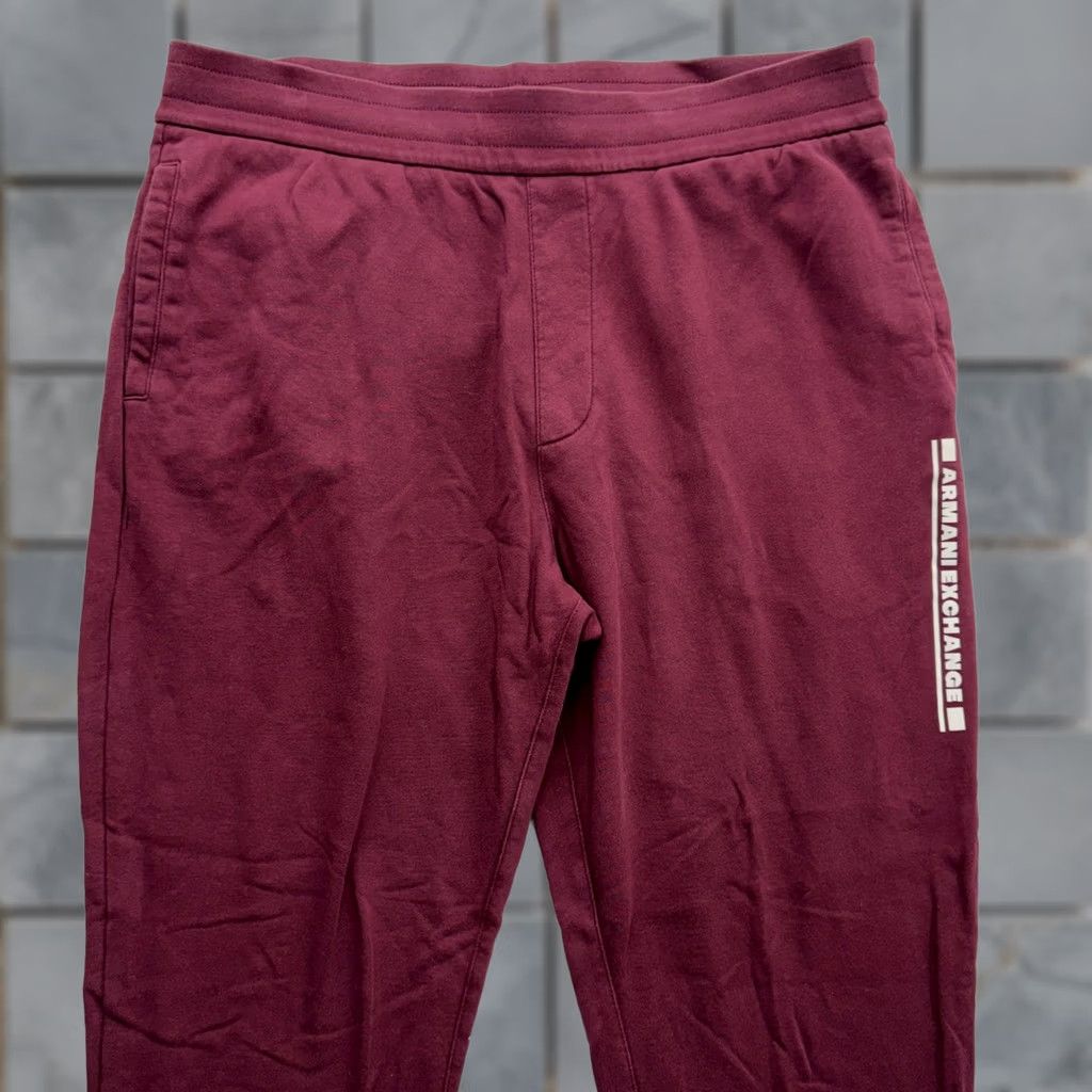 Armani Exchange Armani Exchange Mens Burgundy Logo Joggers Sweatpants XM001266 Size L Size US 33 - 1 Thumbnail