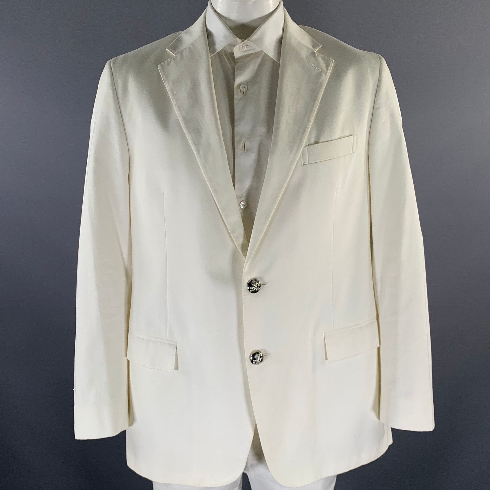 Ralph Lauren RALPH LAUREN Size 46 White Cotton Notch Lapel Sport Coat Size 46L - 1 Thumbnail