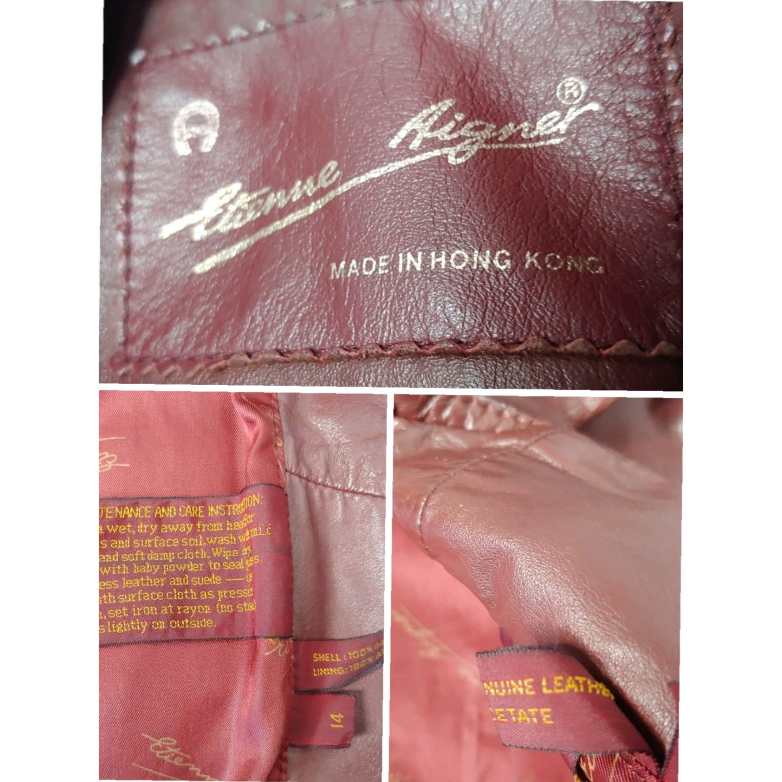 Etienne Aigner VINTAGE Etienne Aigner Leather Blazer Women 14 Mid-Length Solid Dark Red Burgundy 1970s 1980s Fall Winter Spring Size XL / US 12-14 / IT 48-50 - 6 Thumbnail
