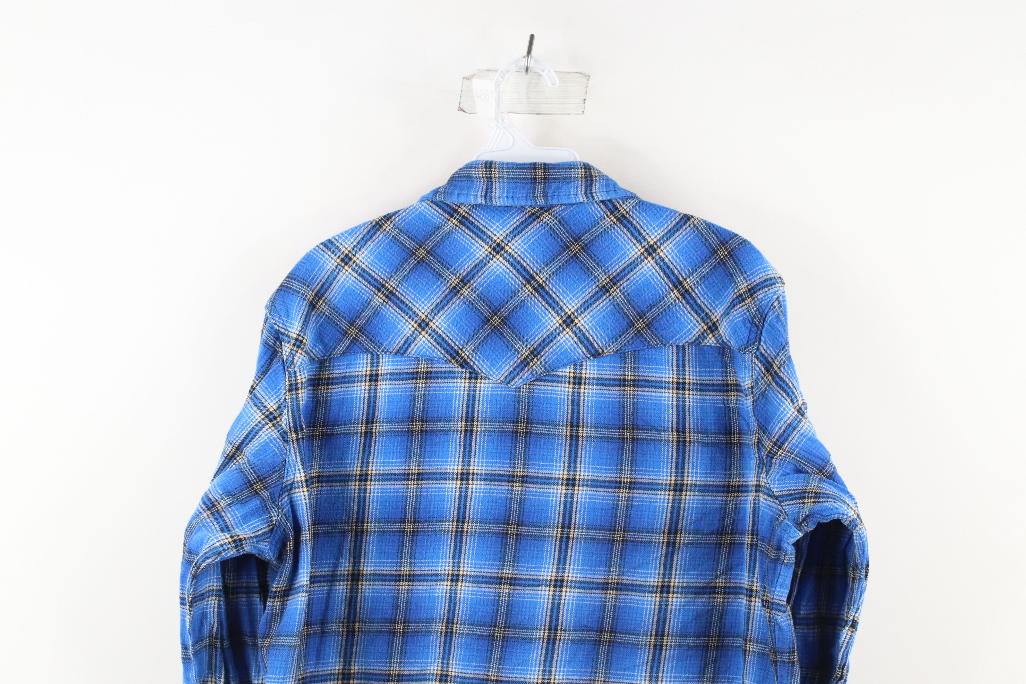 Vintage Vintage 90s Wrangler Flannel Western Rodeo Snap Button Shirt Size US L / EU 52-54 / 3 - 8 Thumbnail